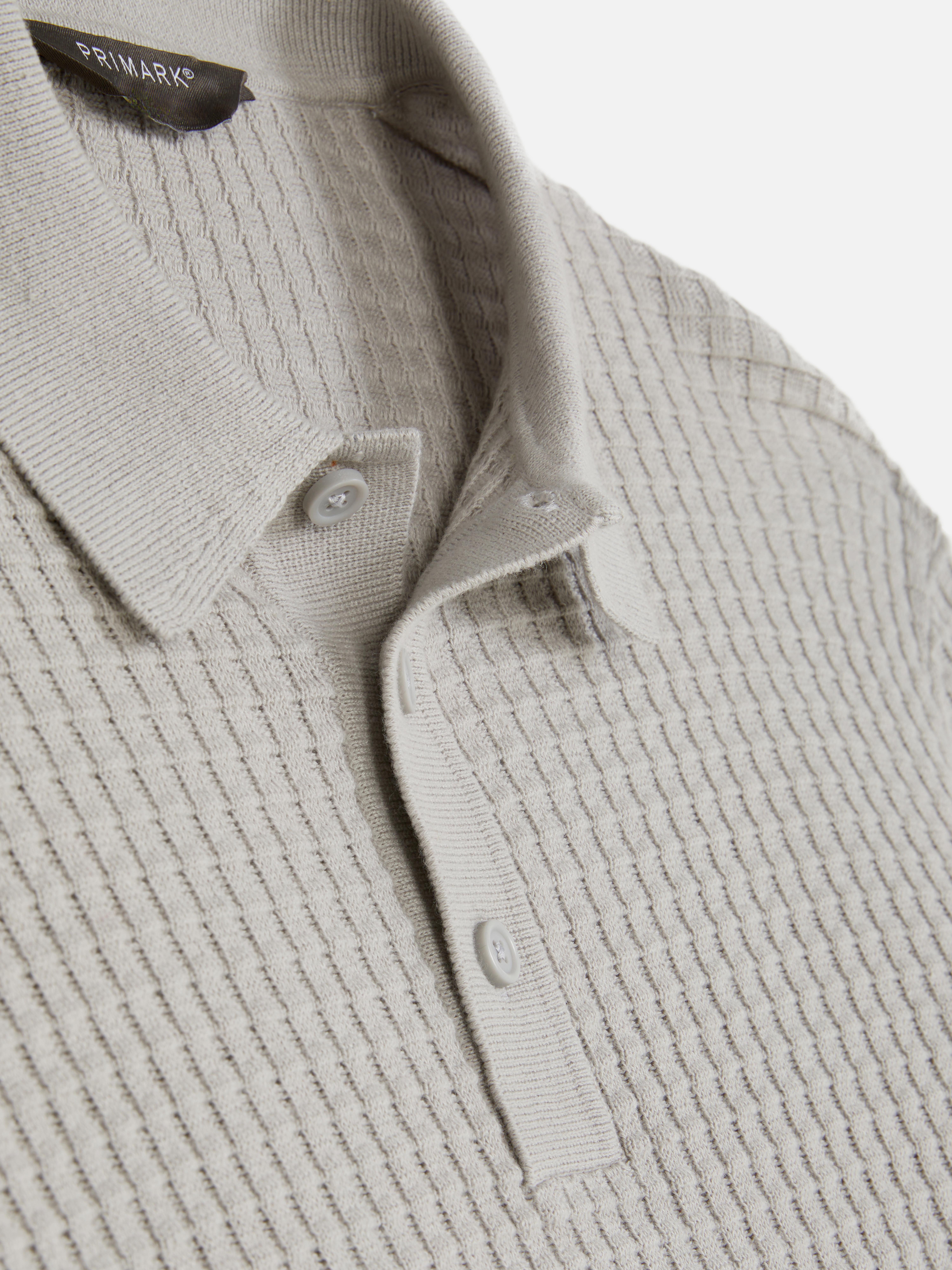 Textured Polo Sweater