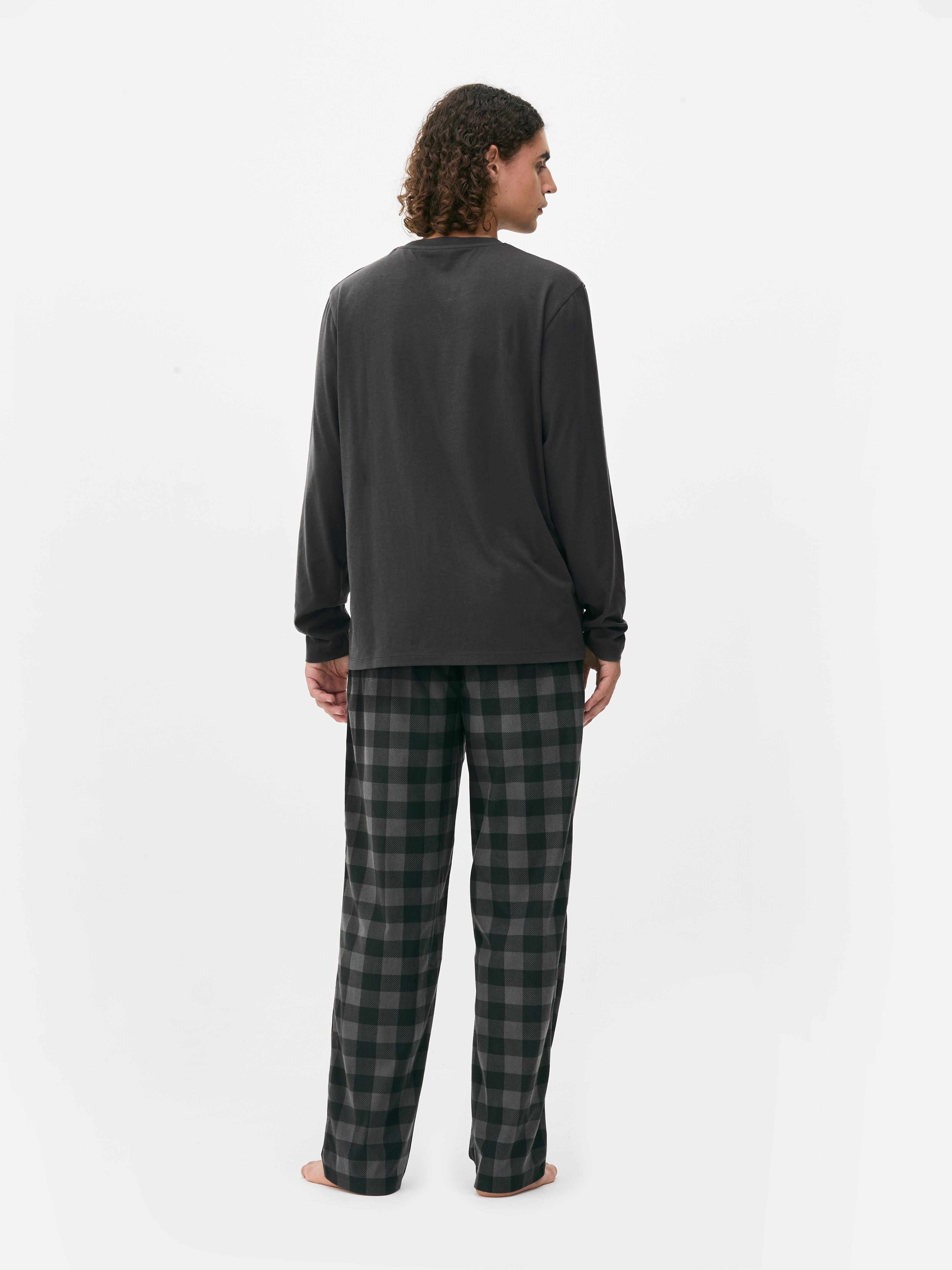 Checked Jersey Long Pajamas