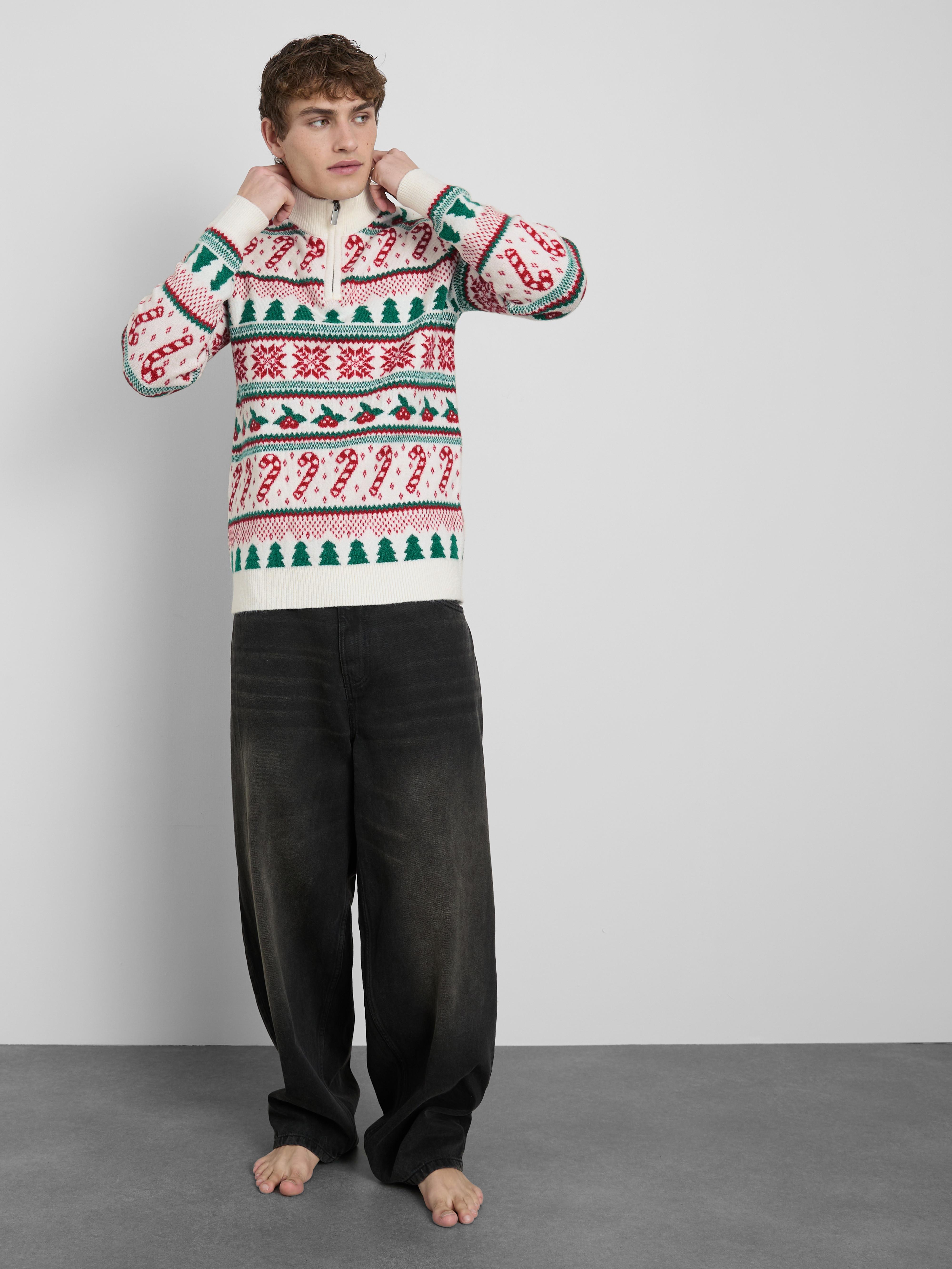 Men's Candy Cane Fair Isle Family Christmas Sweater