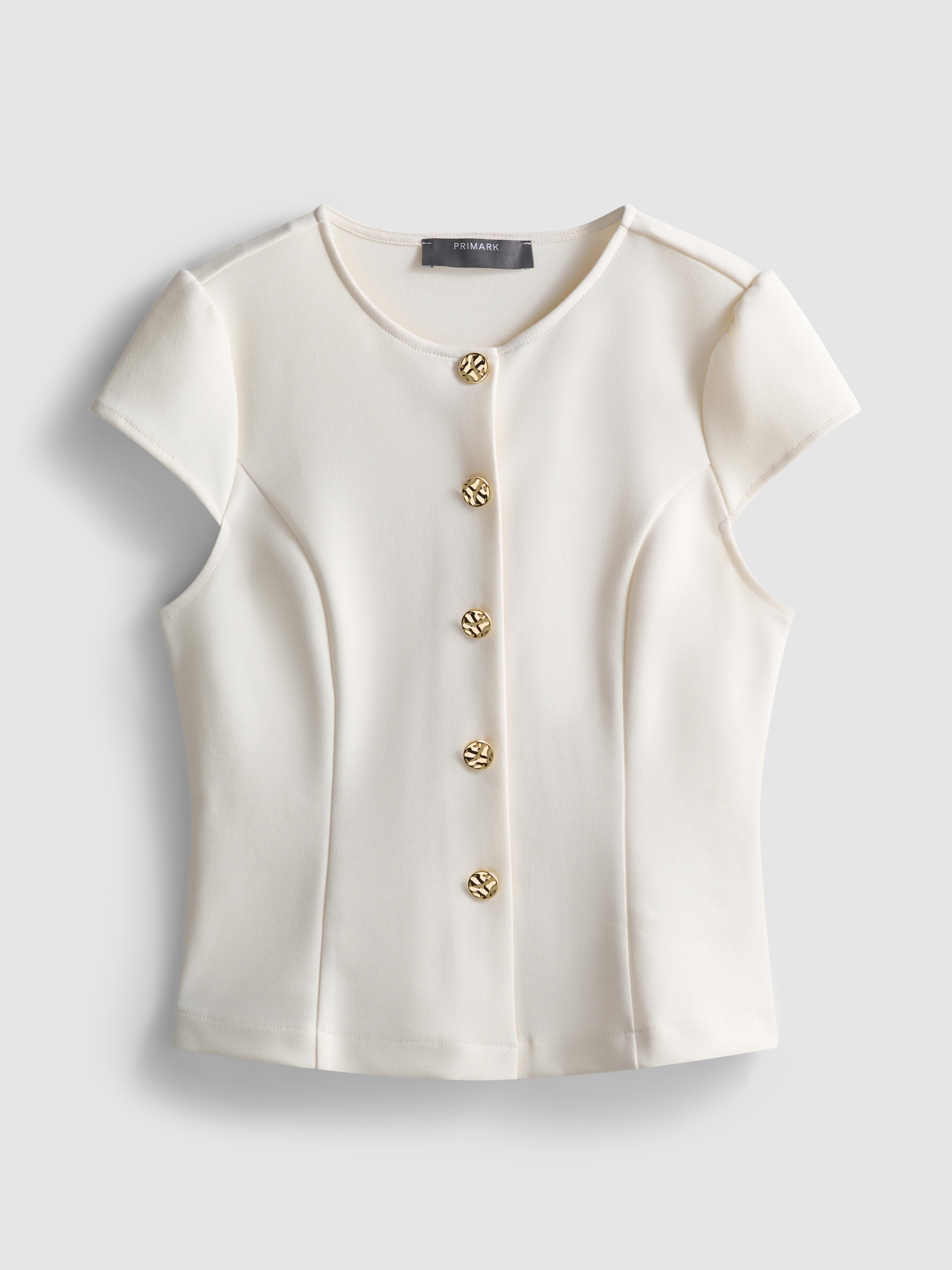 Cap Sleeve Button-Up Top