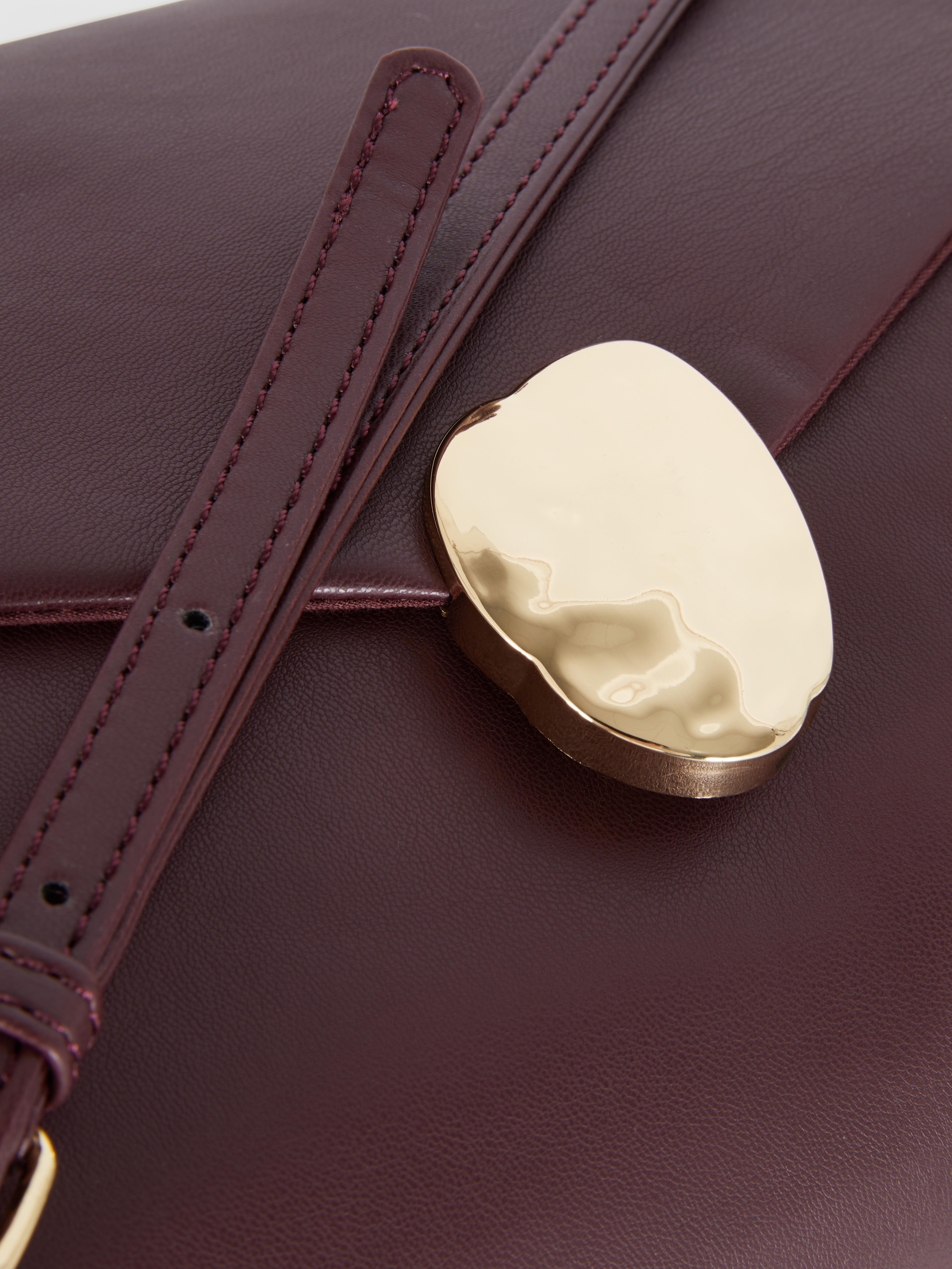 Faux Leather Metal Closure Clutch Bag