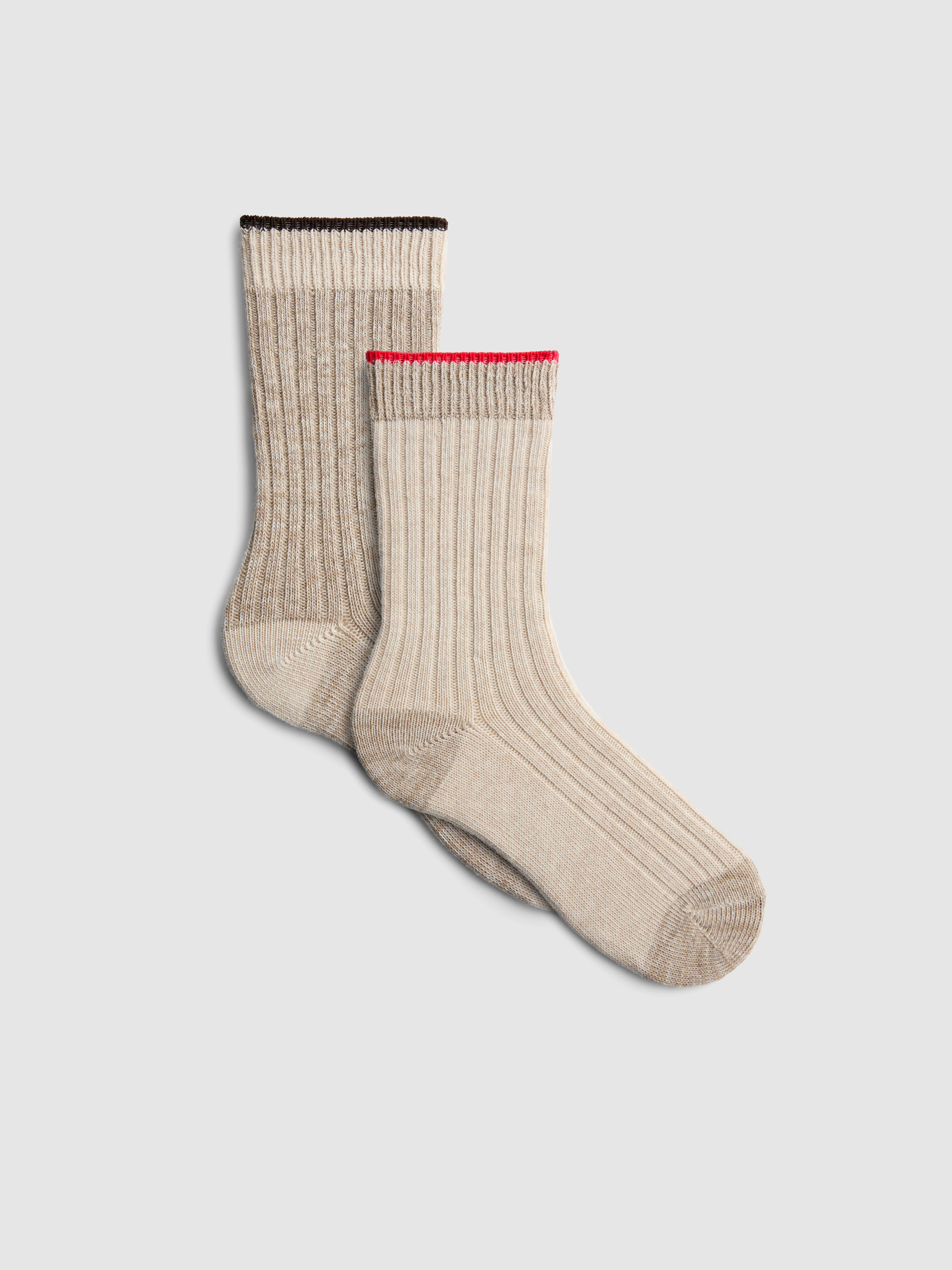 2pk Ribbed Tipped Crew Socks