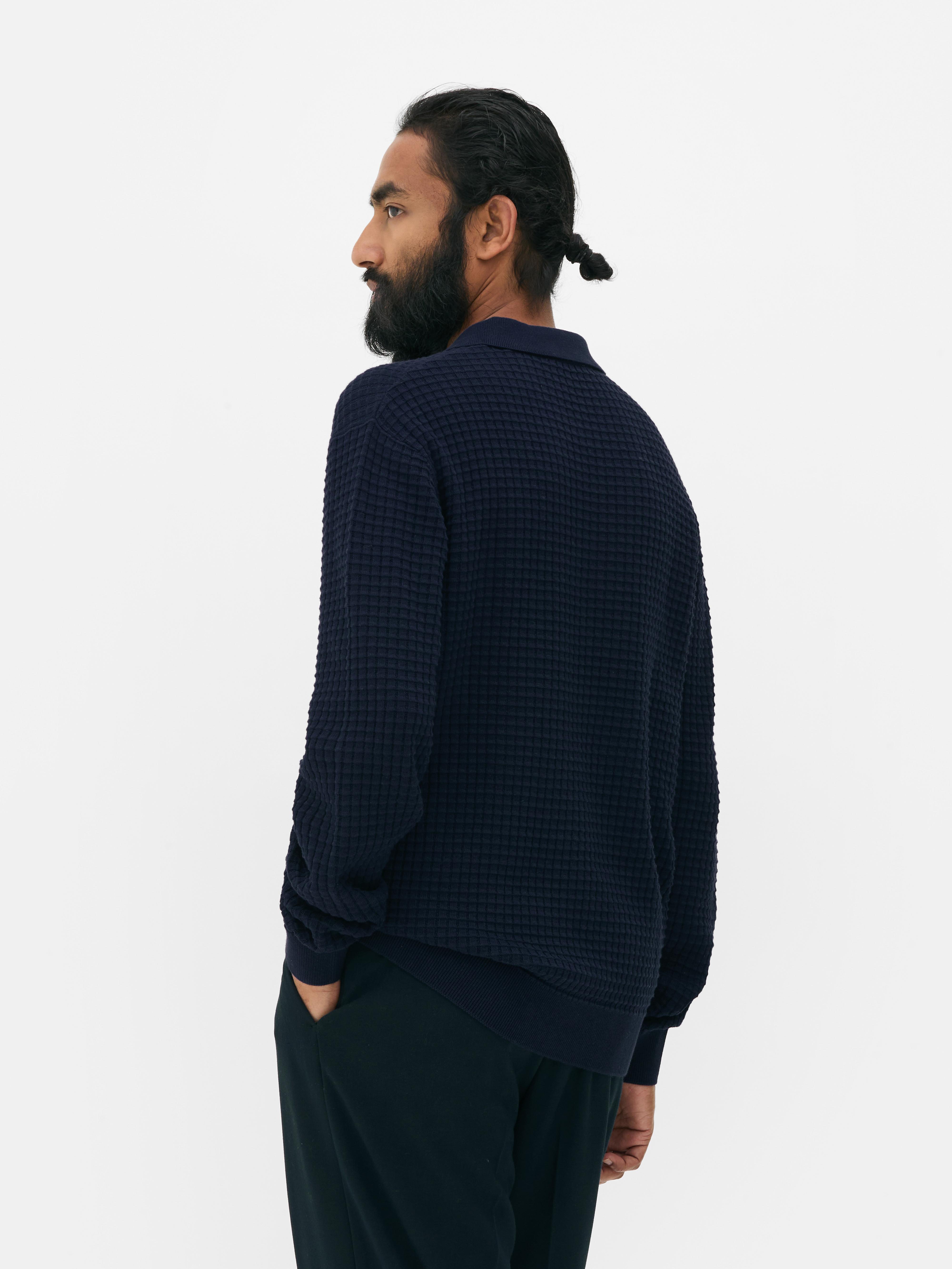 Textured Polo Sweater