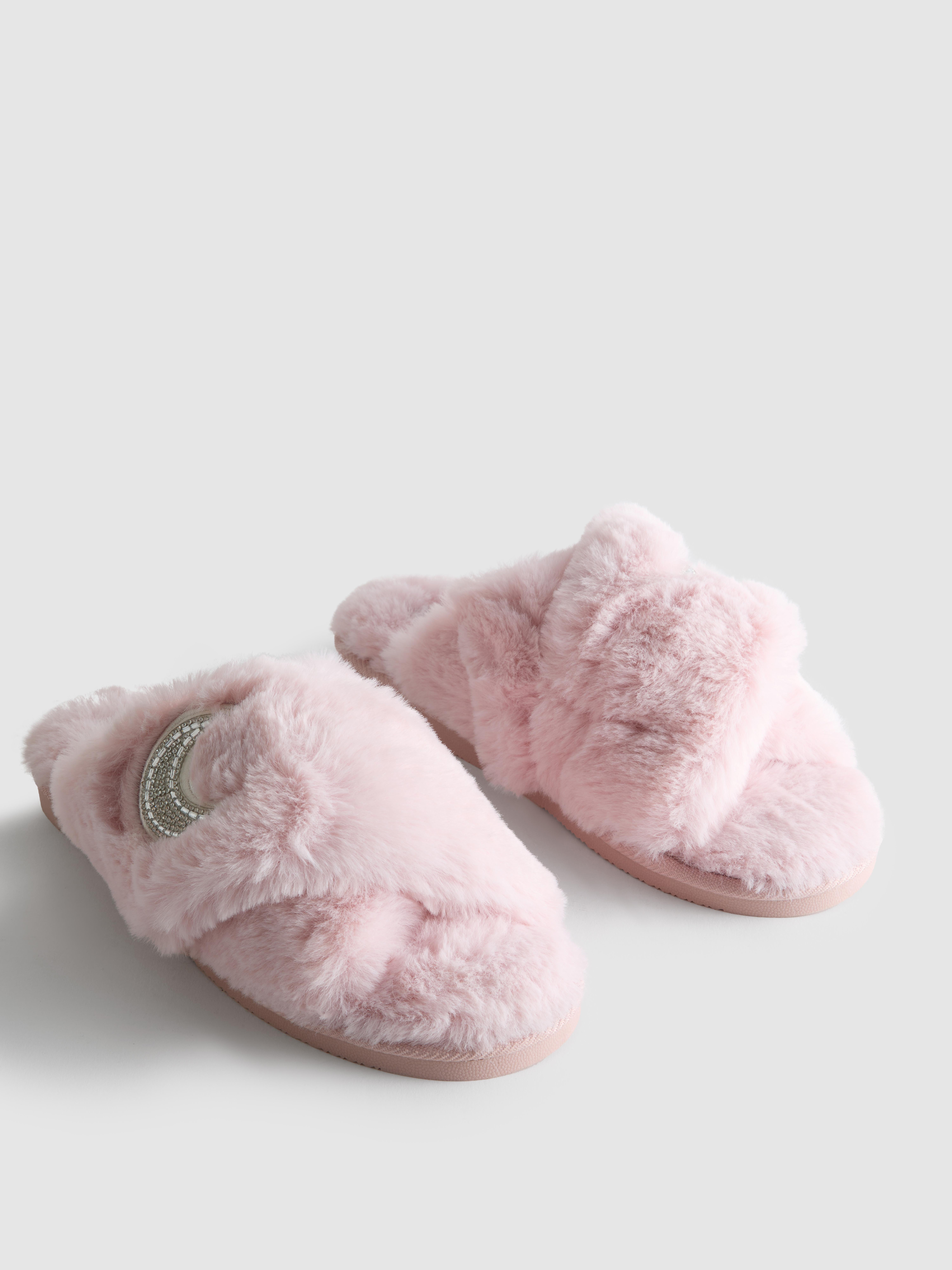 Embellished Cross Strap Slippers