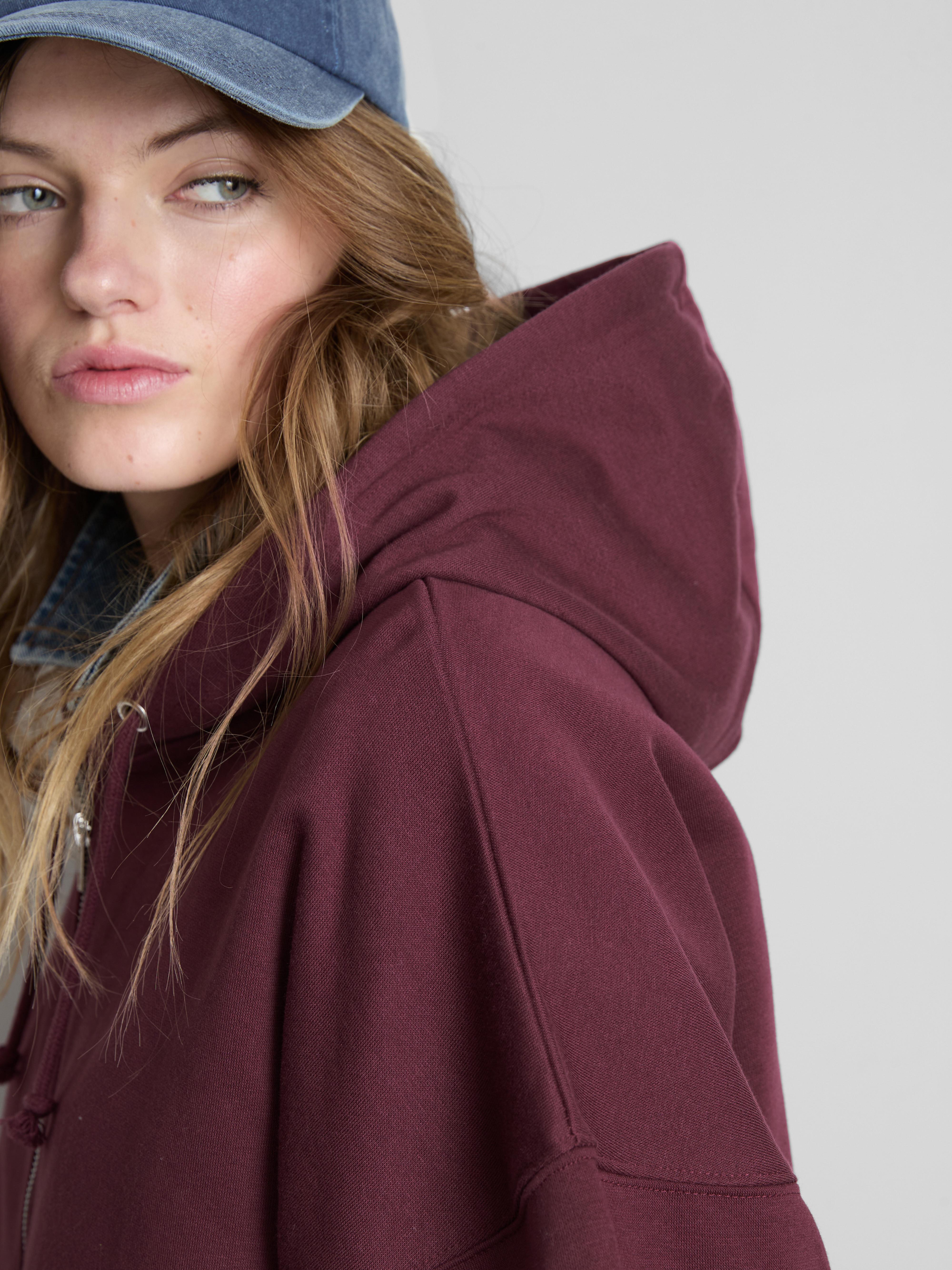 Cotton Blend Zip Through Hoodie