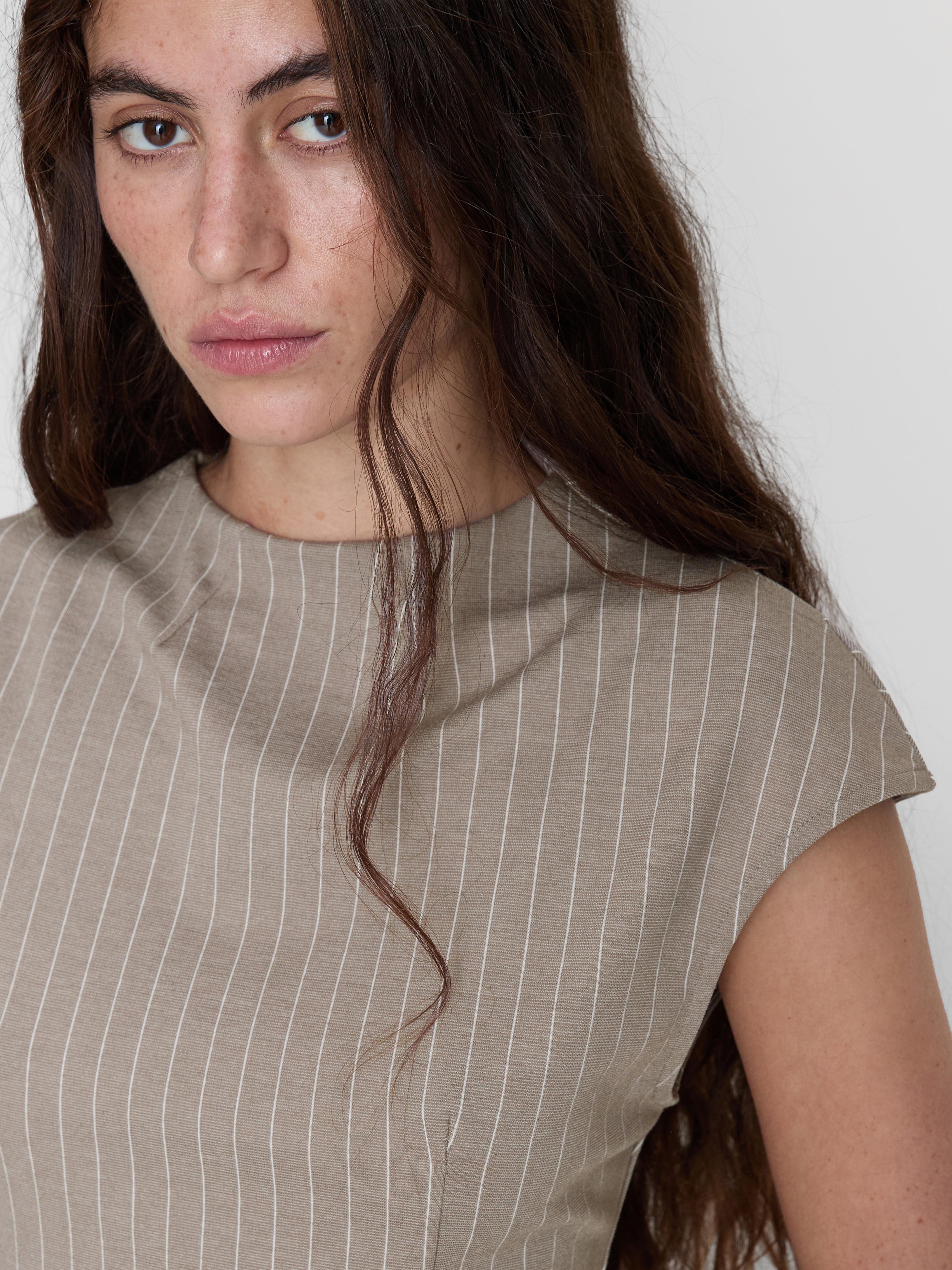 Cropped Pinstripe Blouse