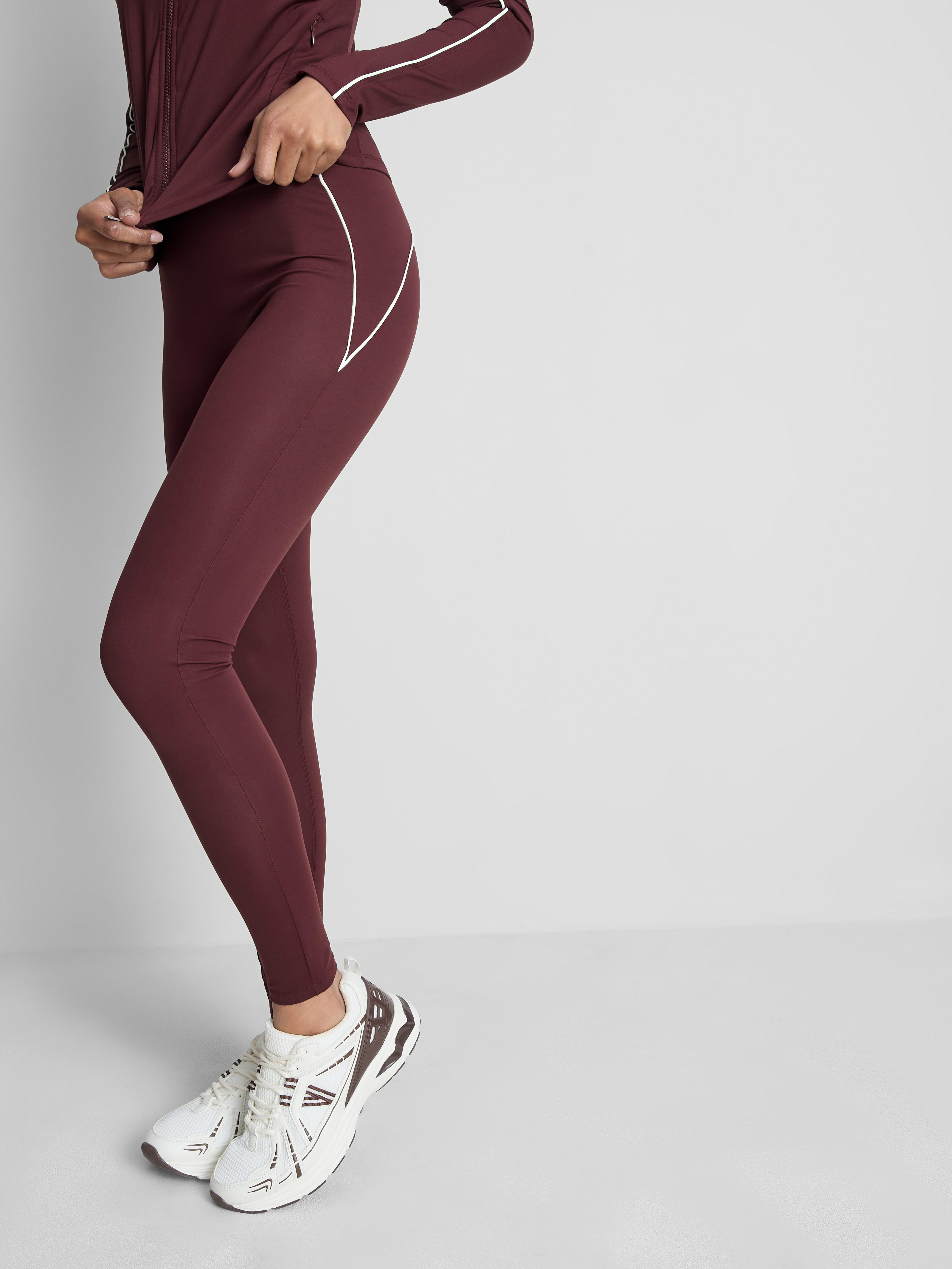High Waisted Pipe Detail Active Leggings