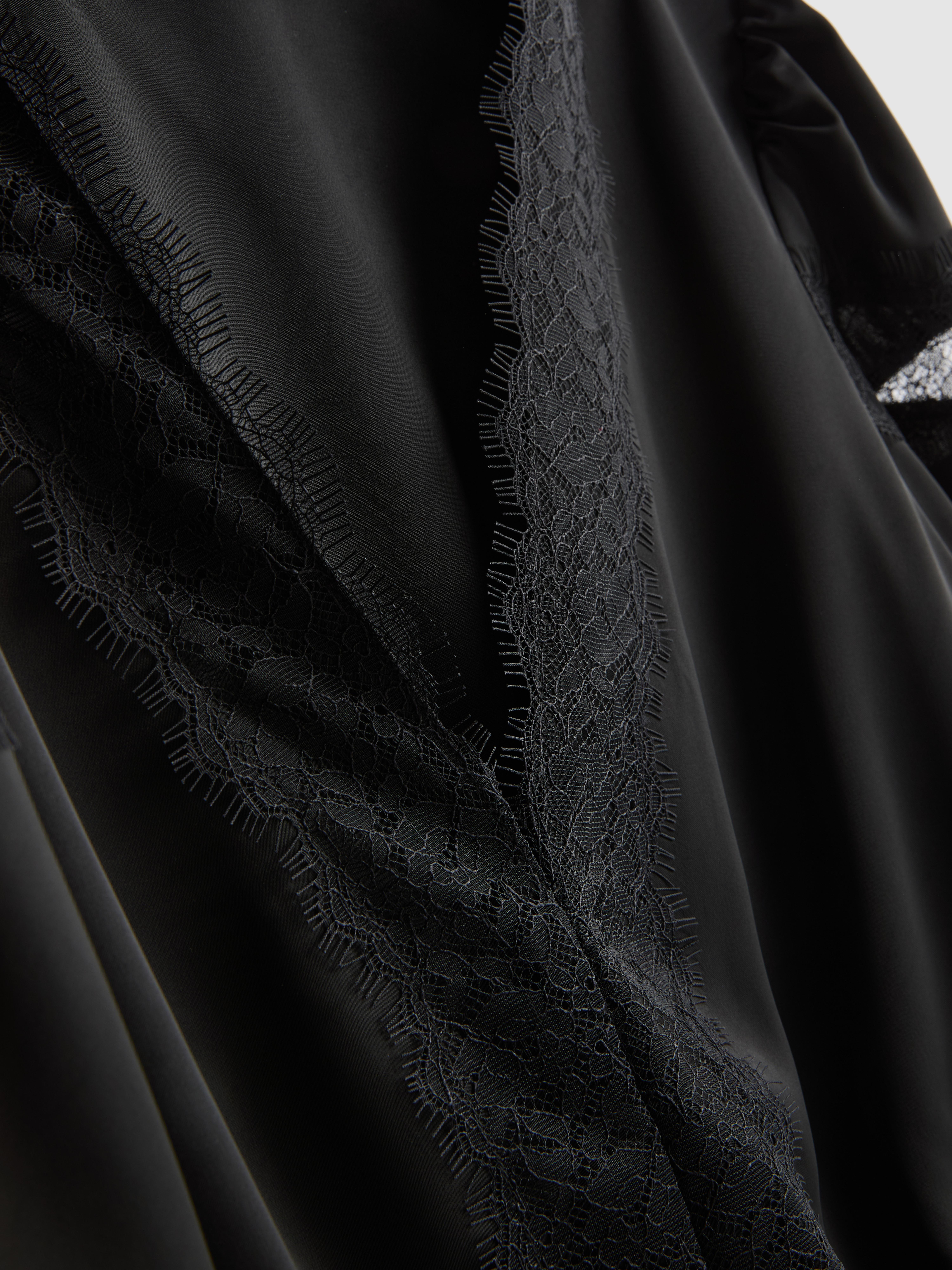 Satin Lace Insert Blouse