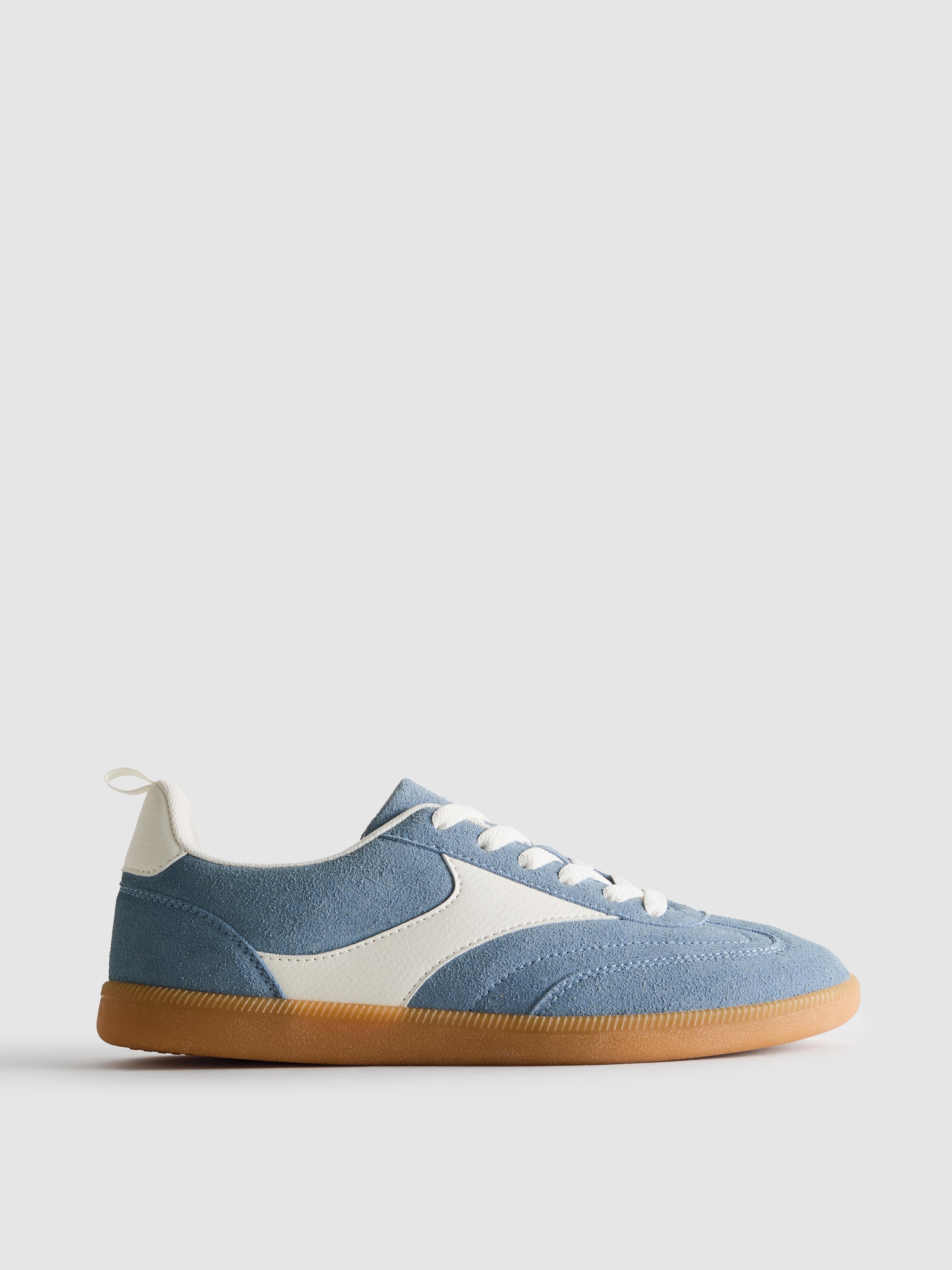 Faux Suede Gum Sole Low Top Sneakers