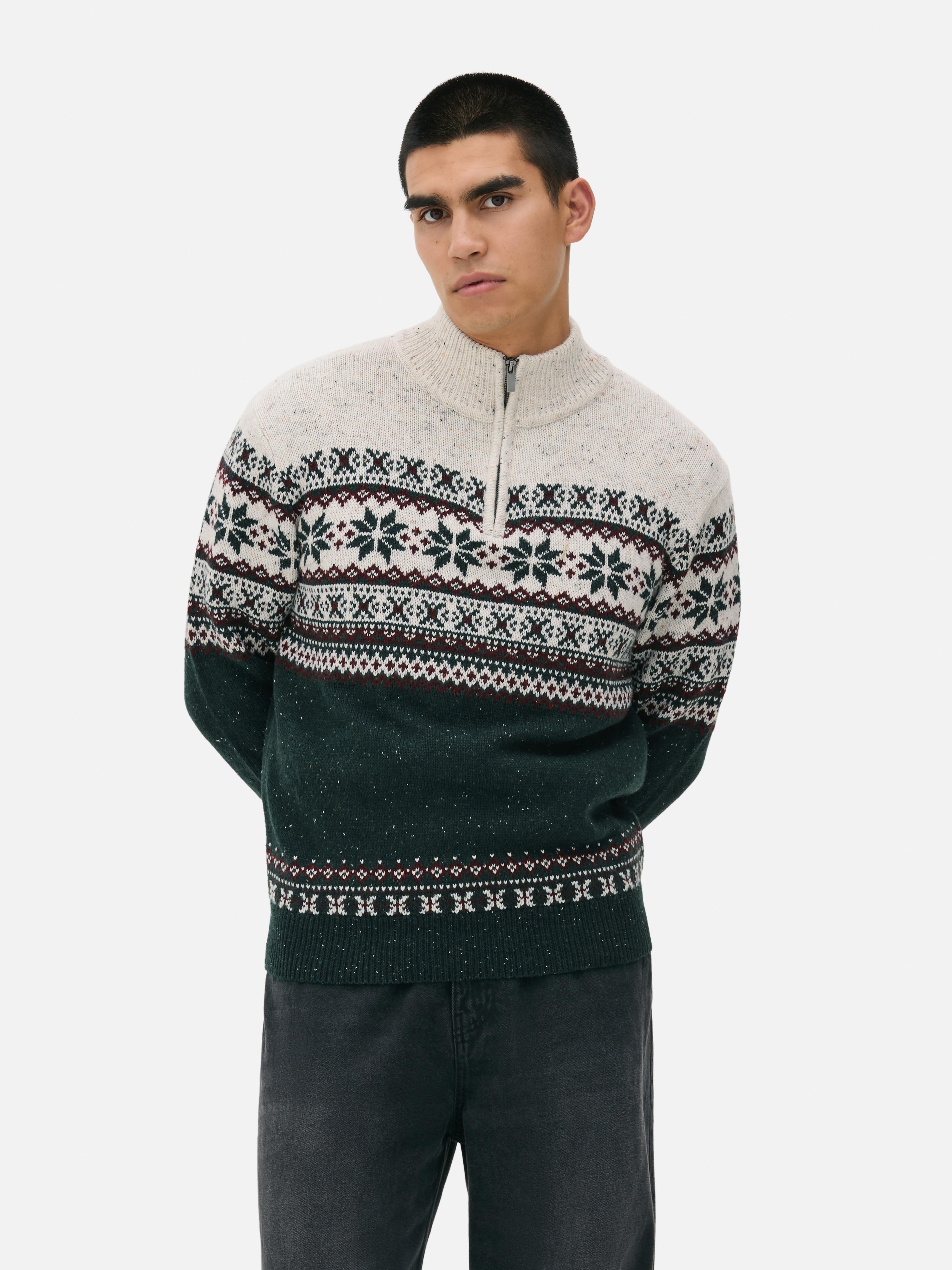 Half-Zip Fair Isle Cardigan