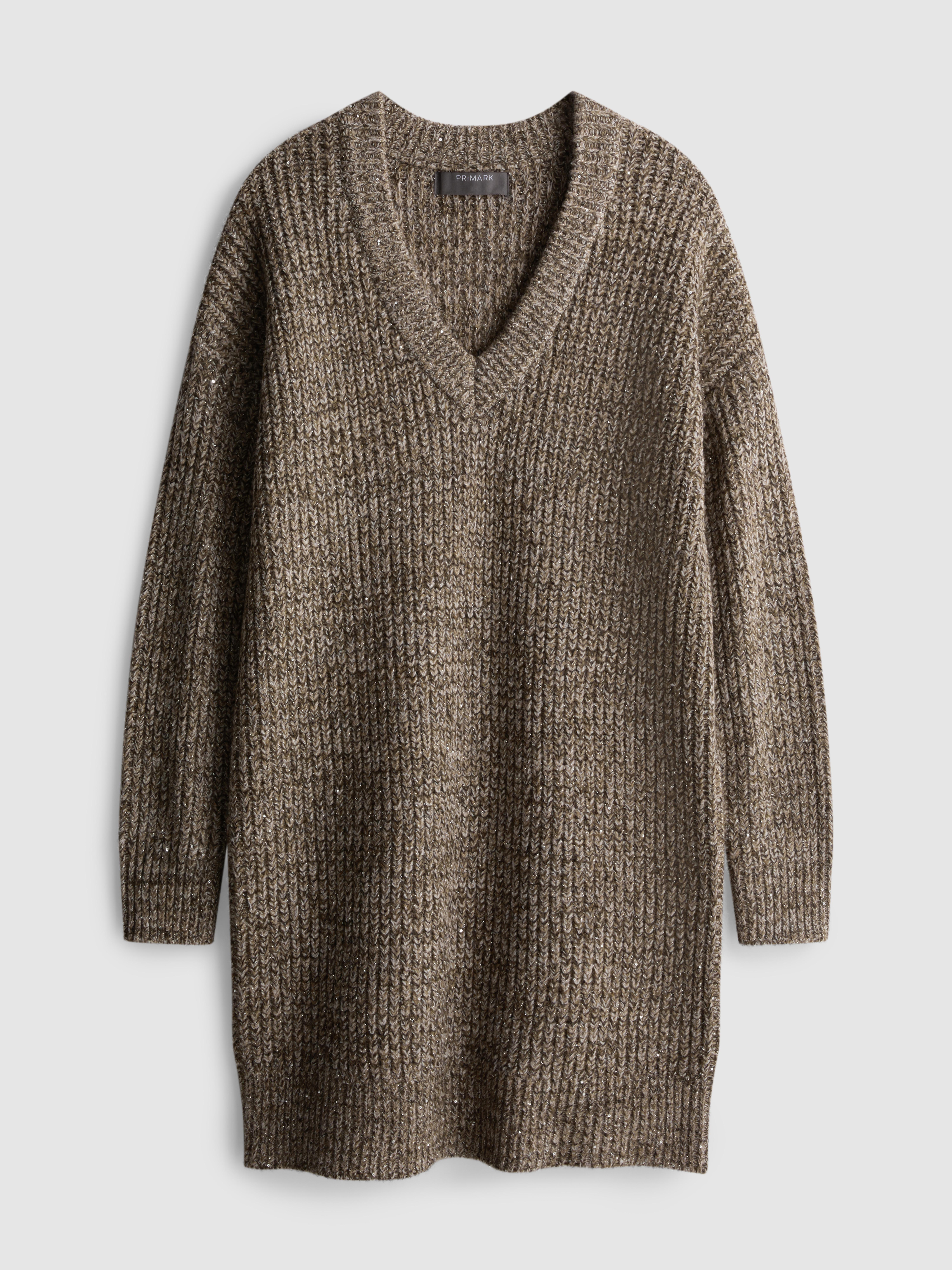 Metallic Knitted Mini Sweater Dress