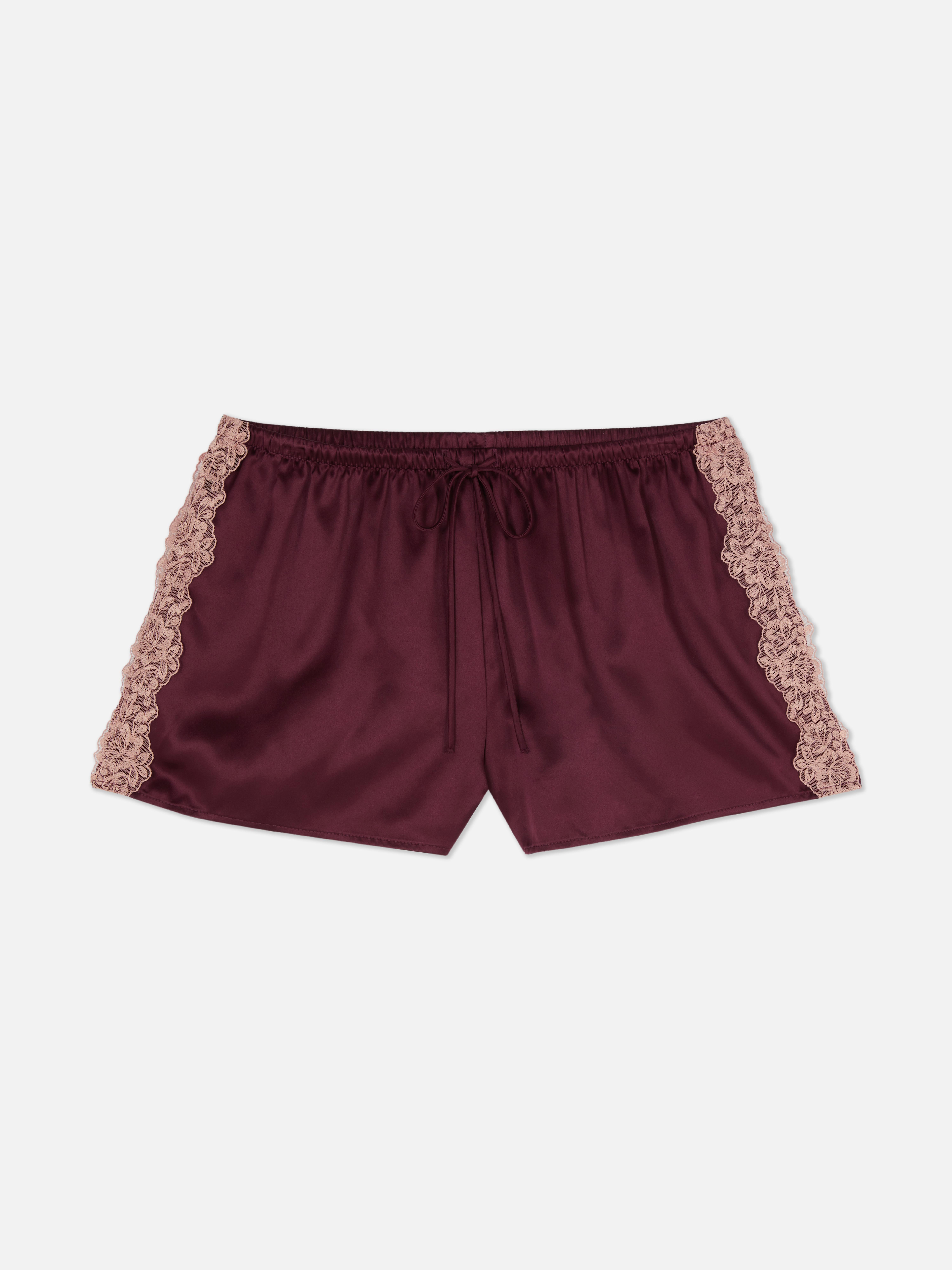 Satin Contrast Lace Shorts