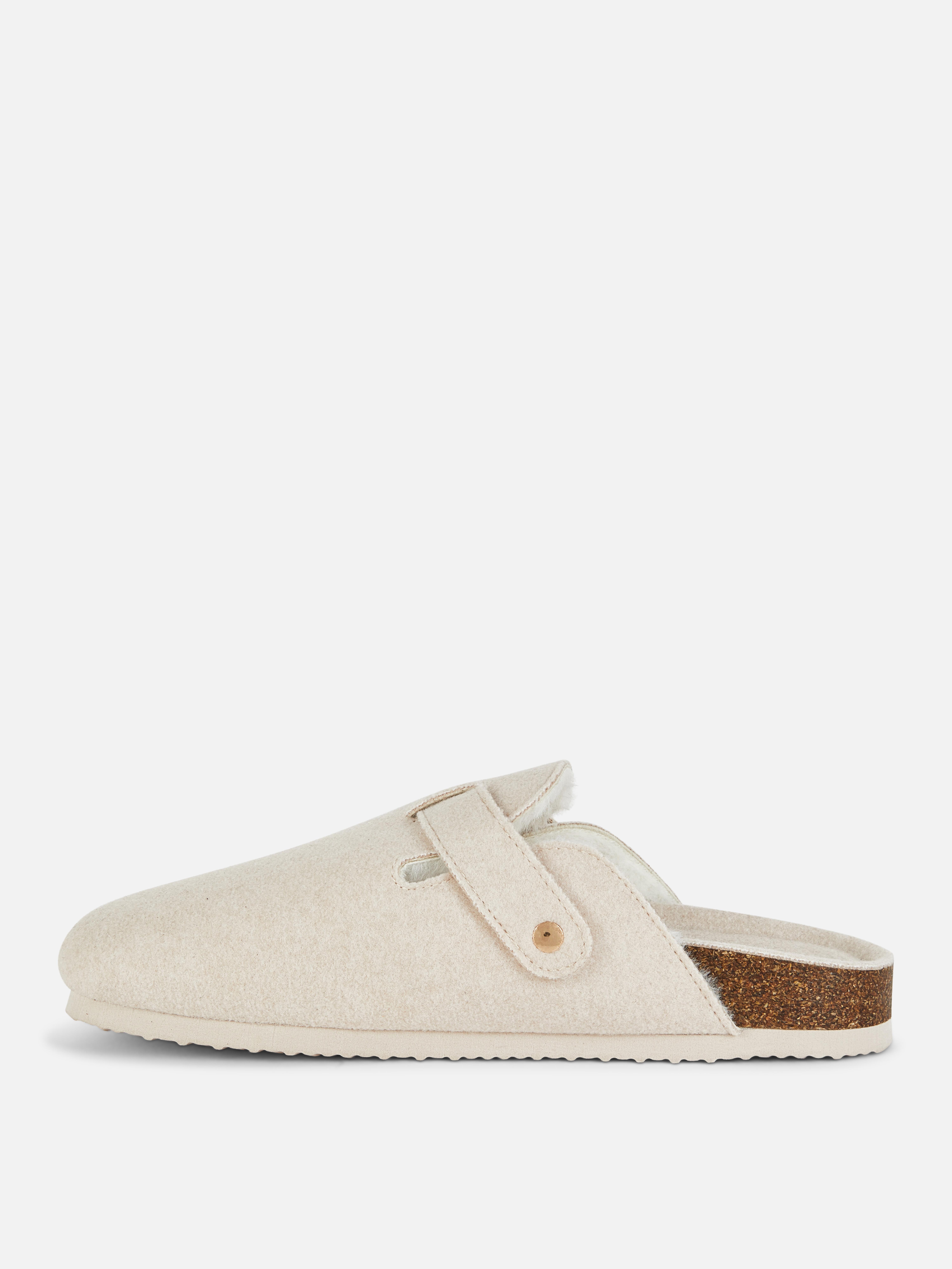 Felt-Lined Clog Mules