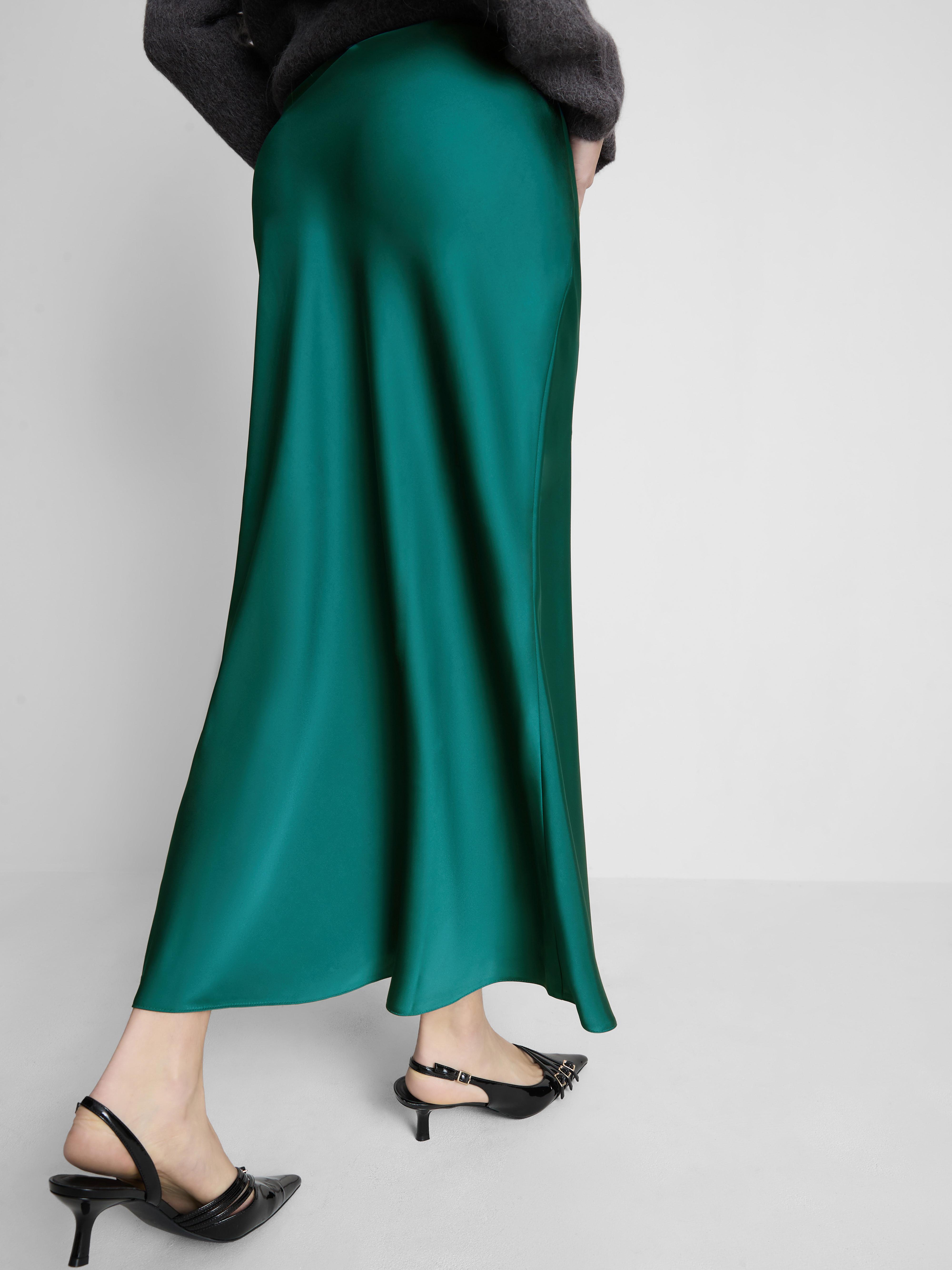 The Edit Belted Satin Midi Skirt