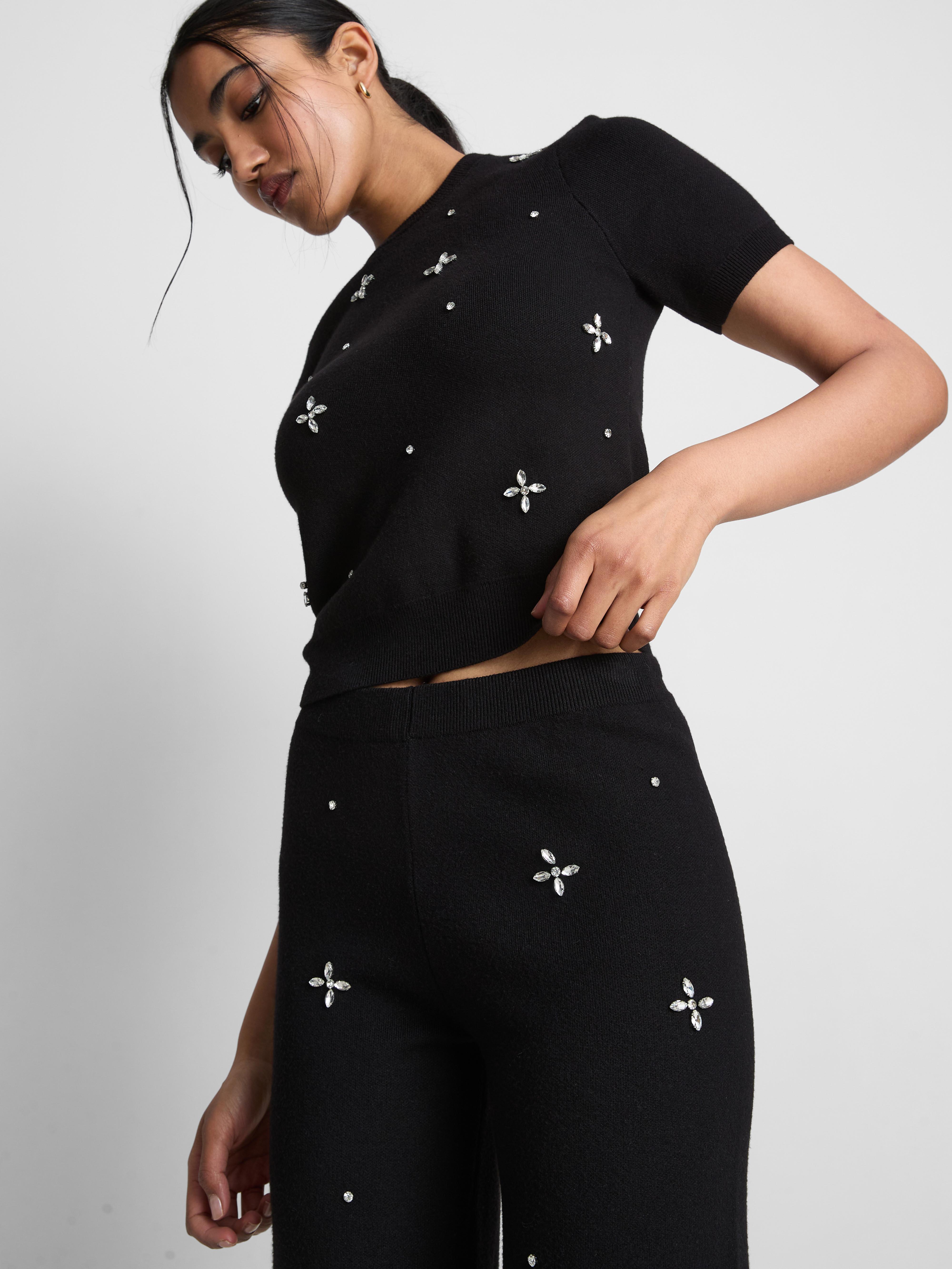 Embroidered Straight Leg Pants