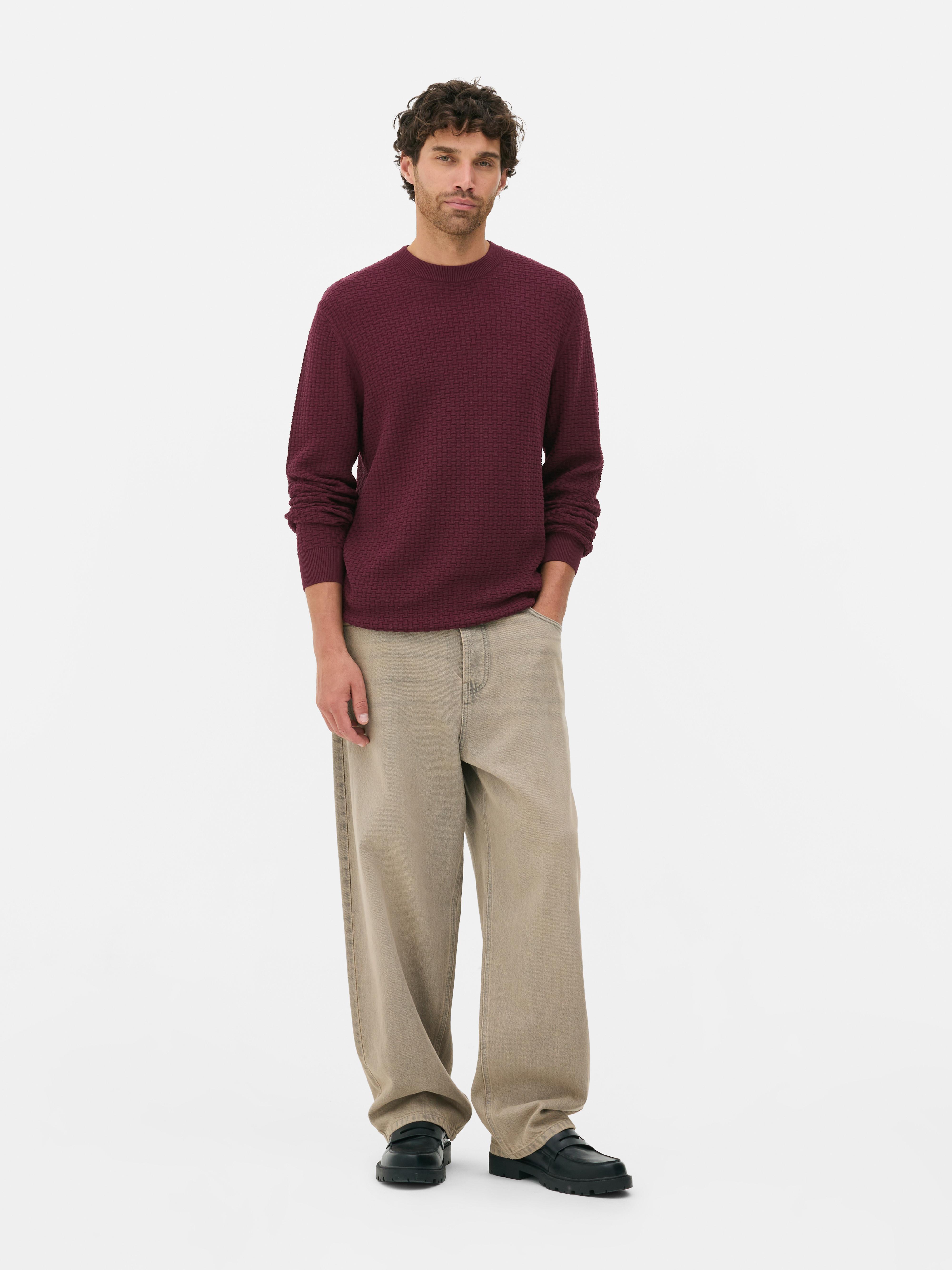 Textured Crew Neck Sweater