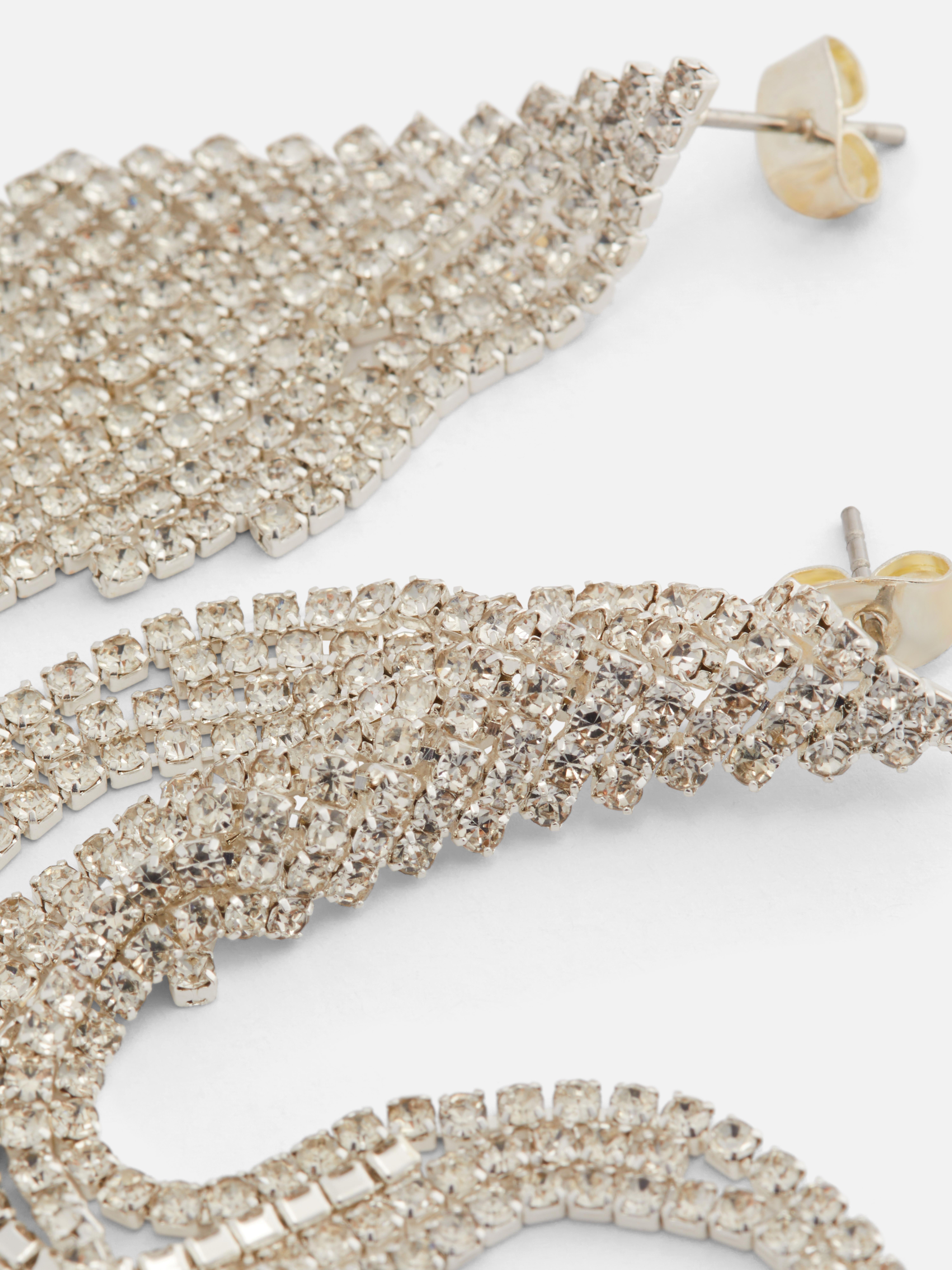 Rhinestone Waterfall Drop Earrings