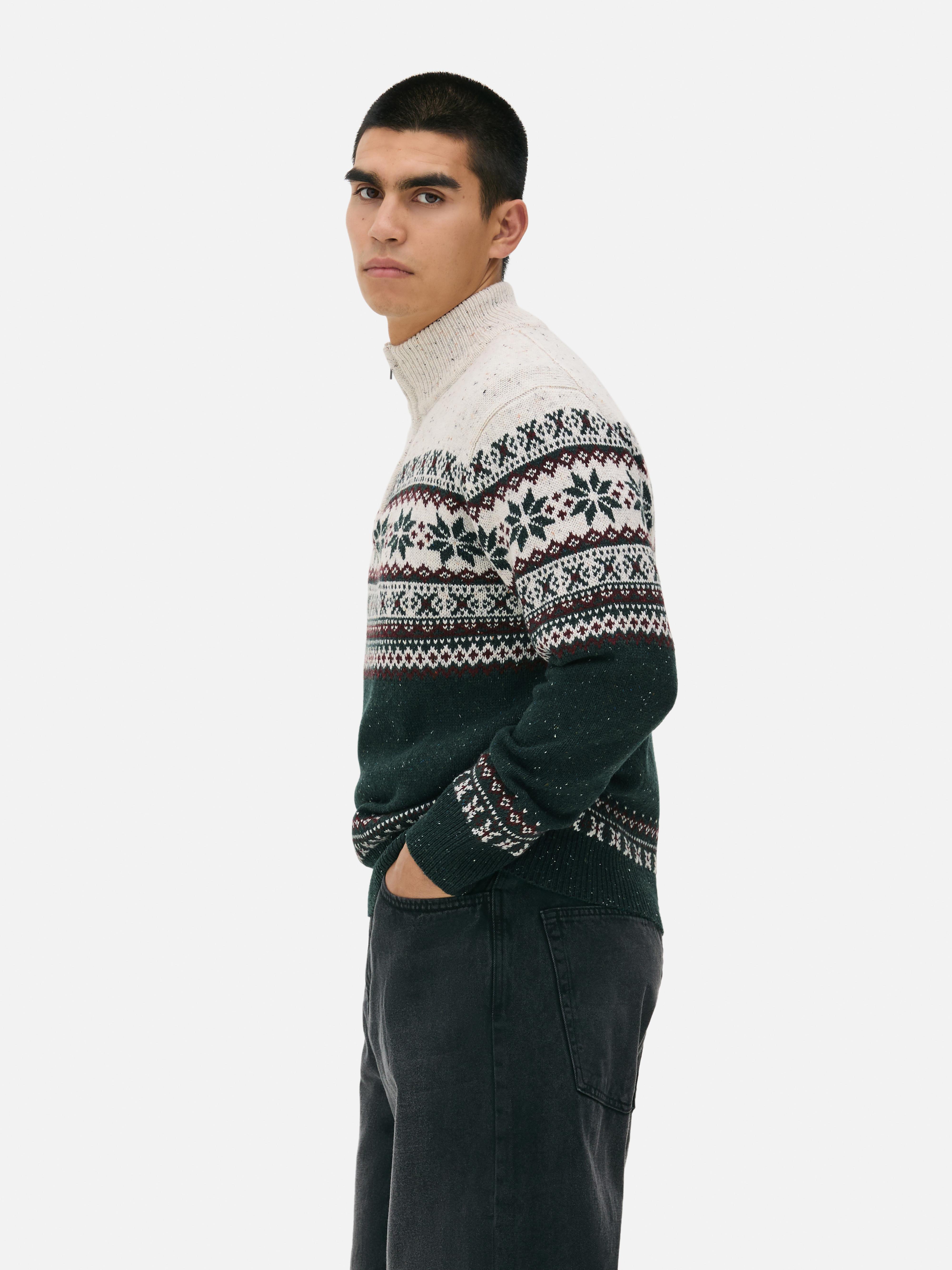Half-Zip Fair Isle Cardigan