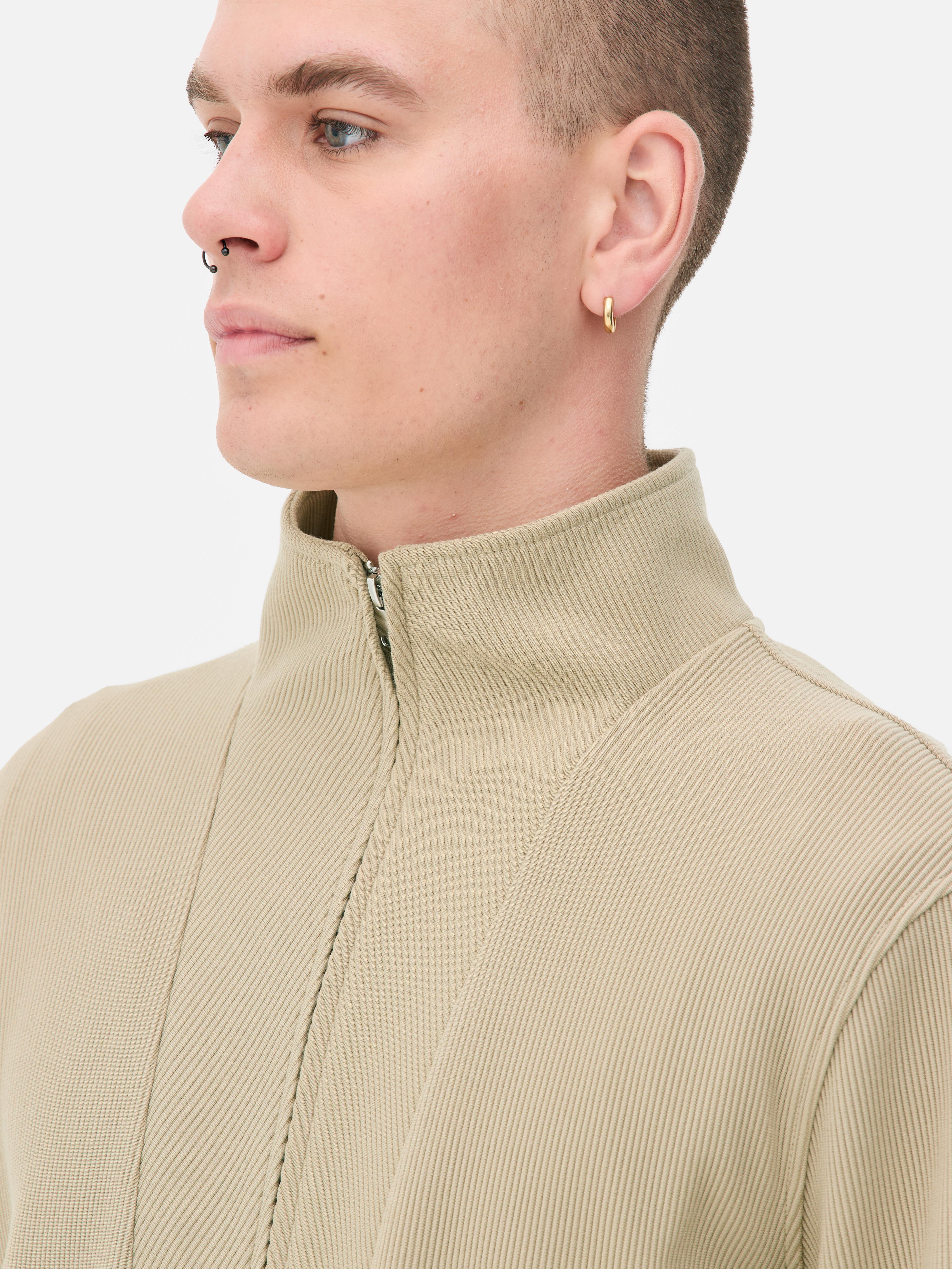 Quarter Zip Plisse Sweatshirt