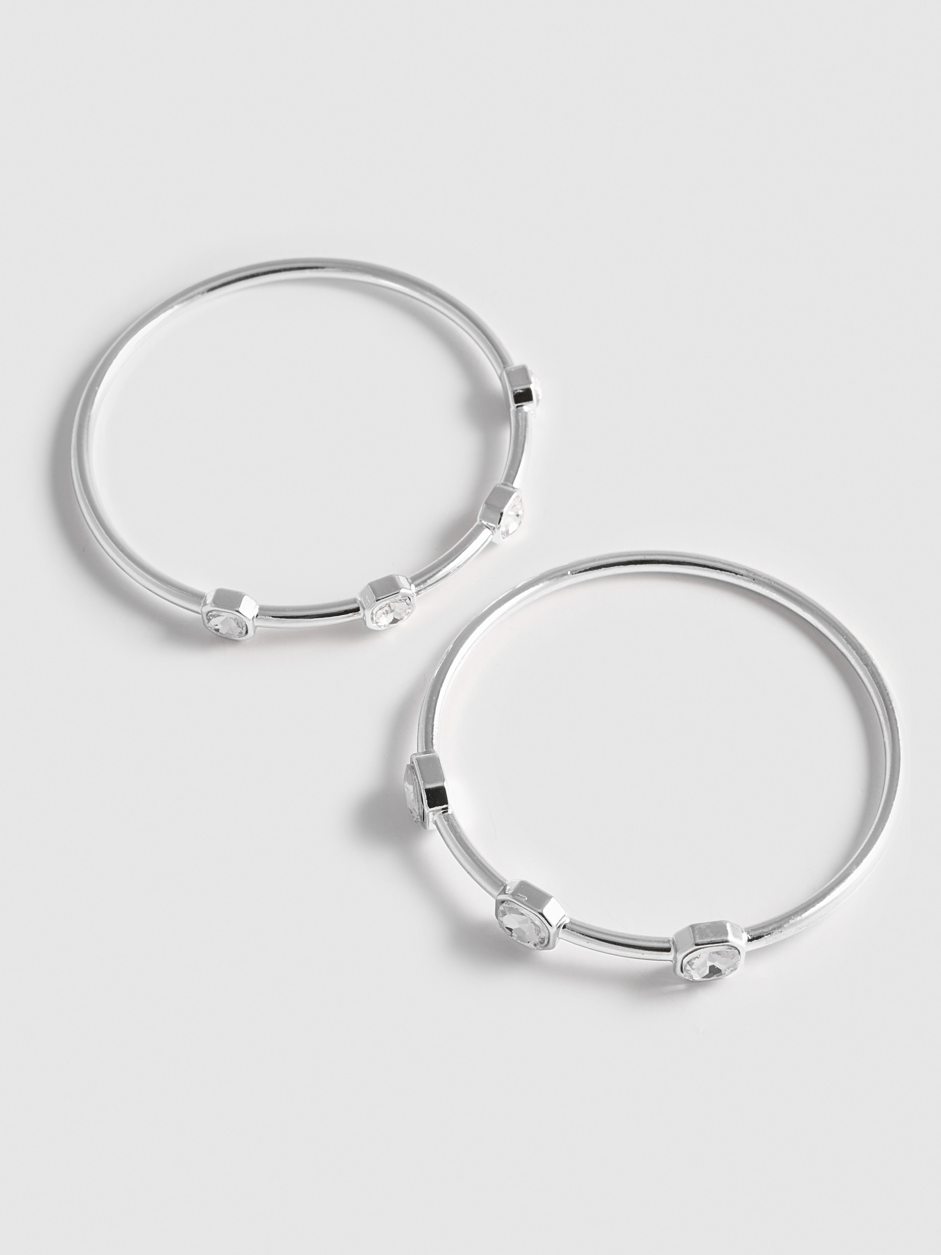 2pk Chunky Rhinestone Bangles