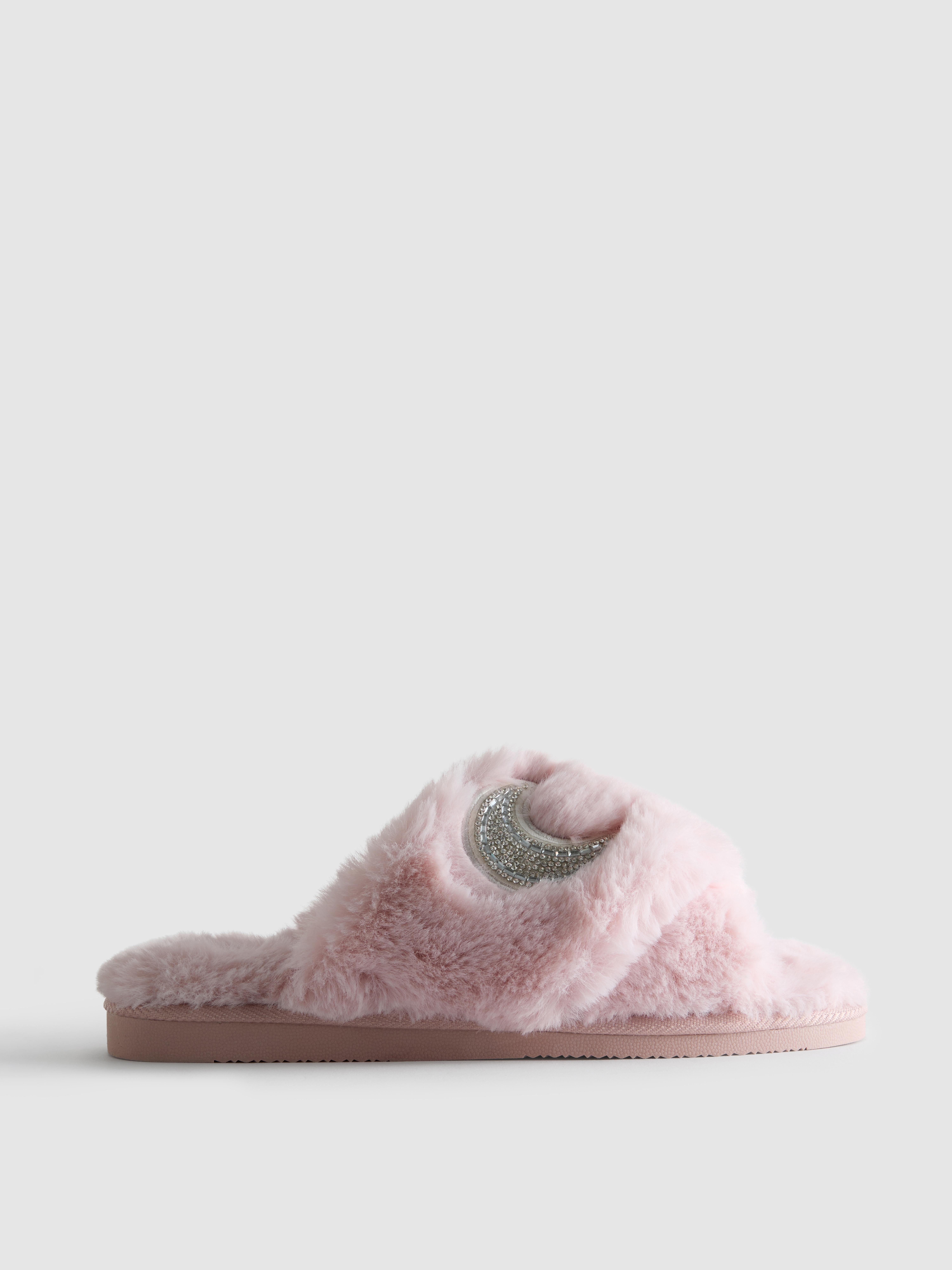 Embellished Cross Strap Slippers