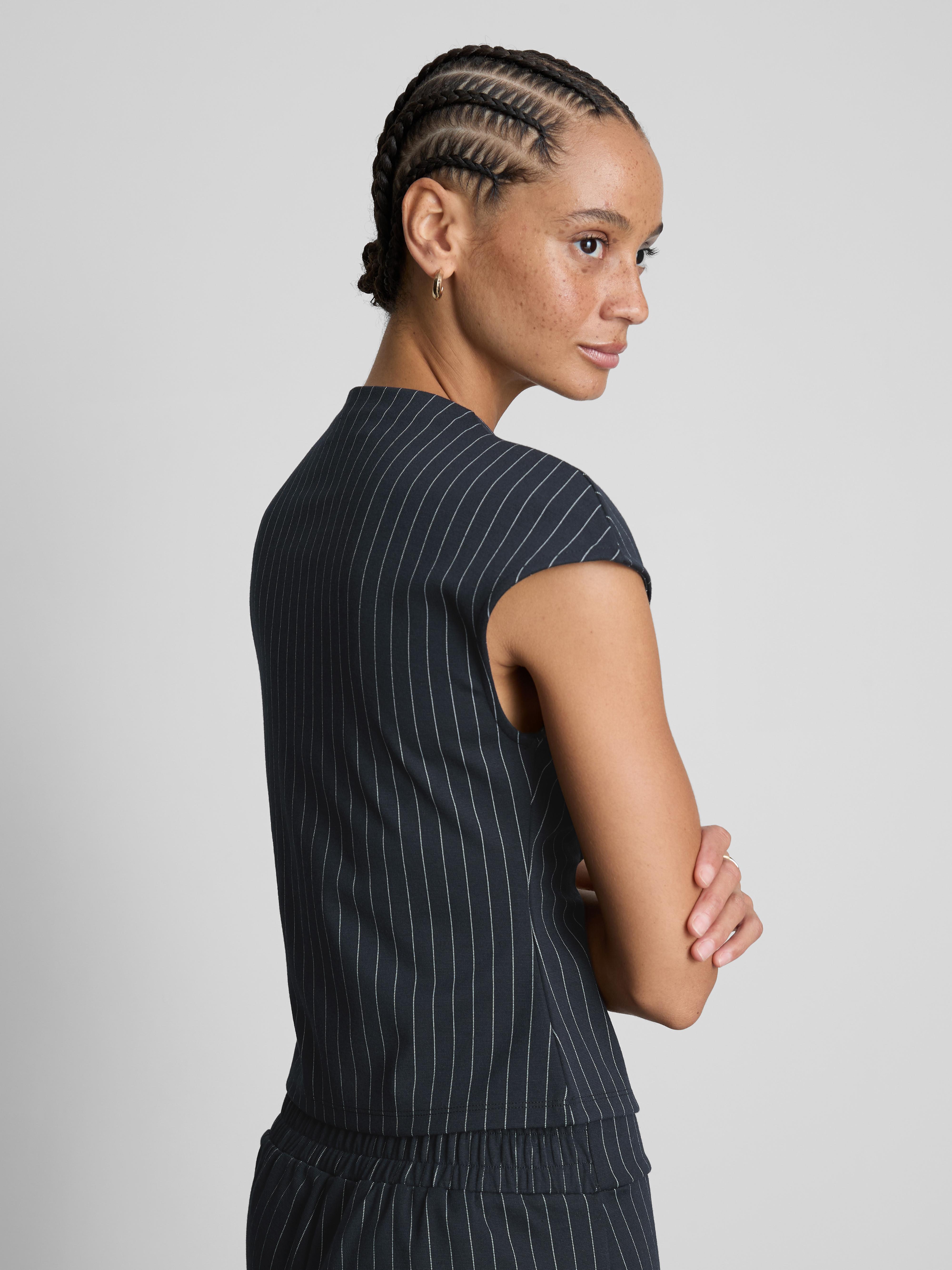 Cropped Pinstripe Blouse