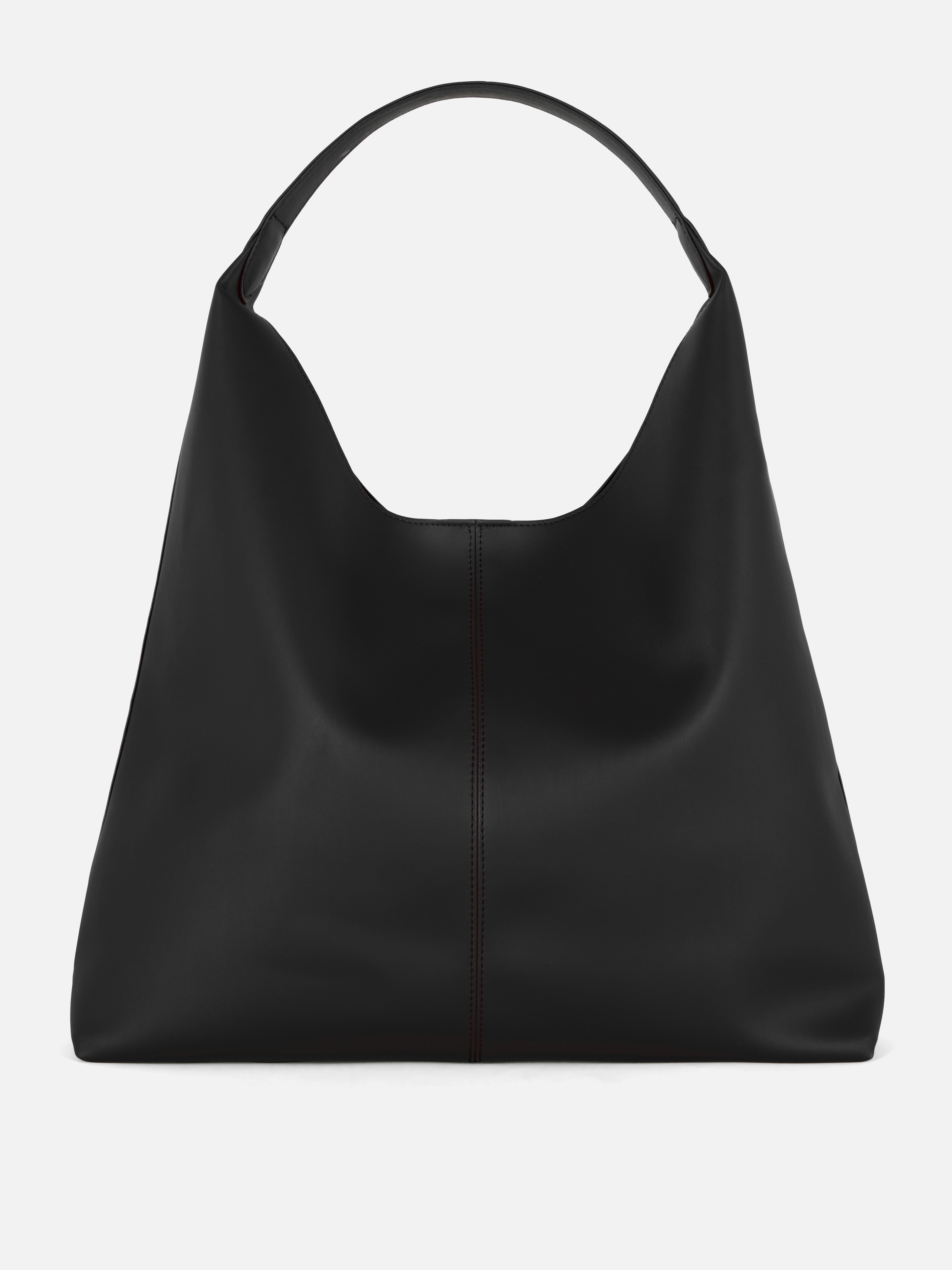 Faux Leather Scoop Shopper Bag