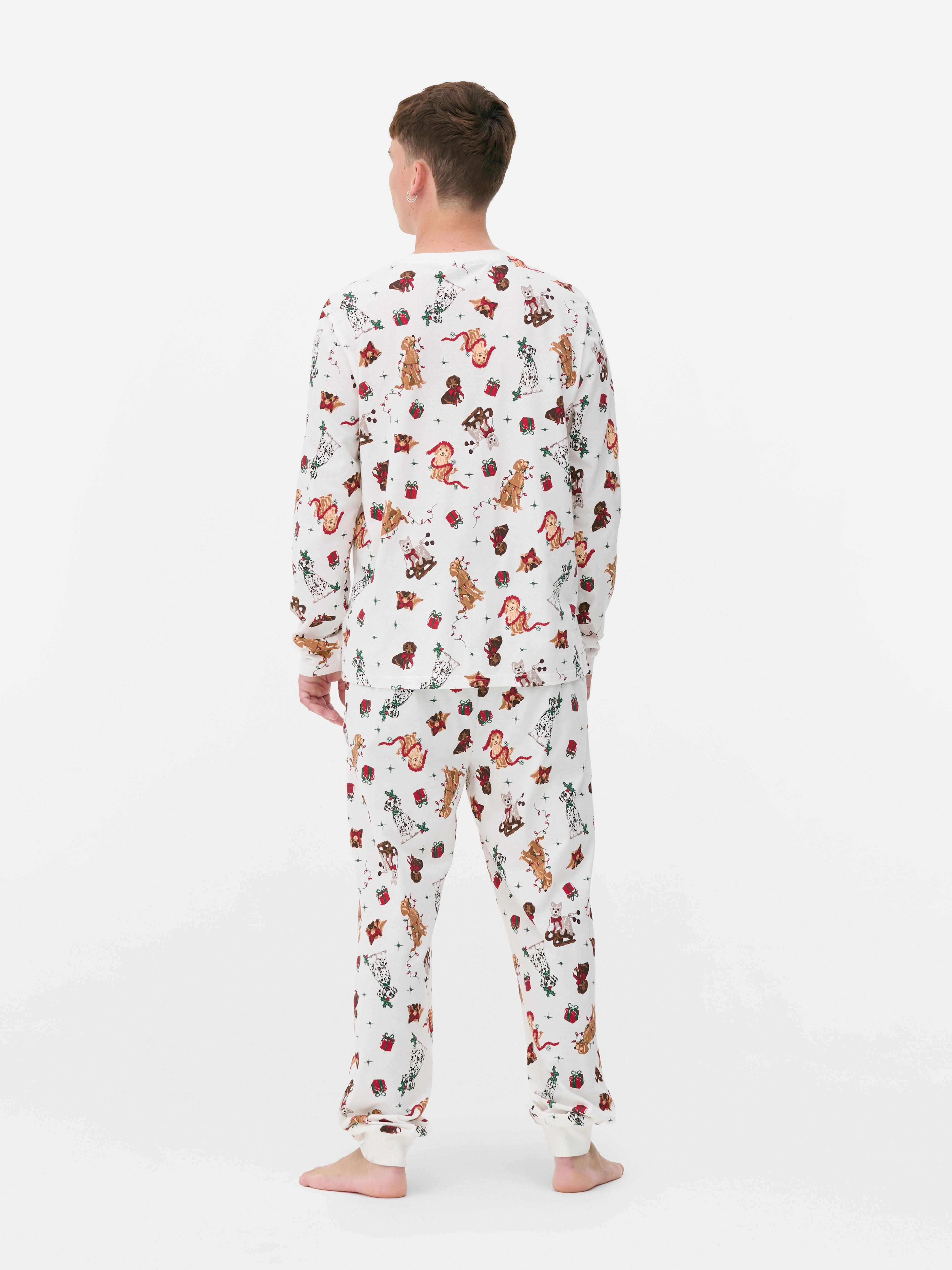Men's Pure Cotton Dog Print Family Christmas Pajamas