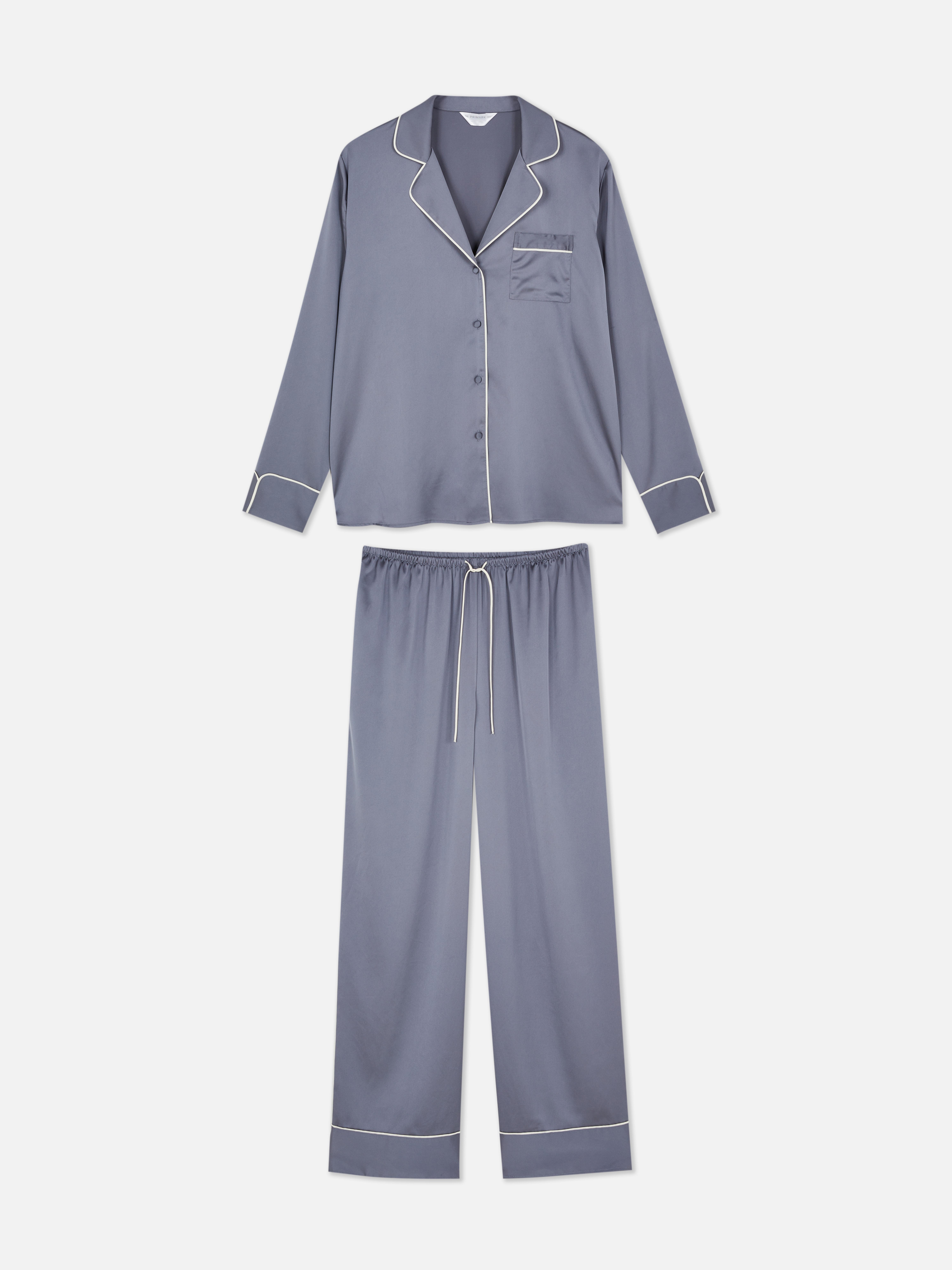 Contrast Trim Boyfriend Pajama Set