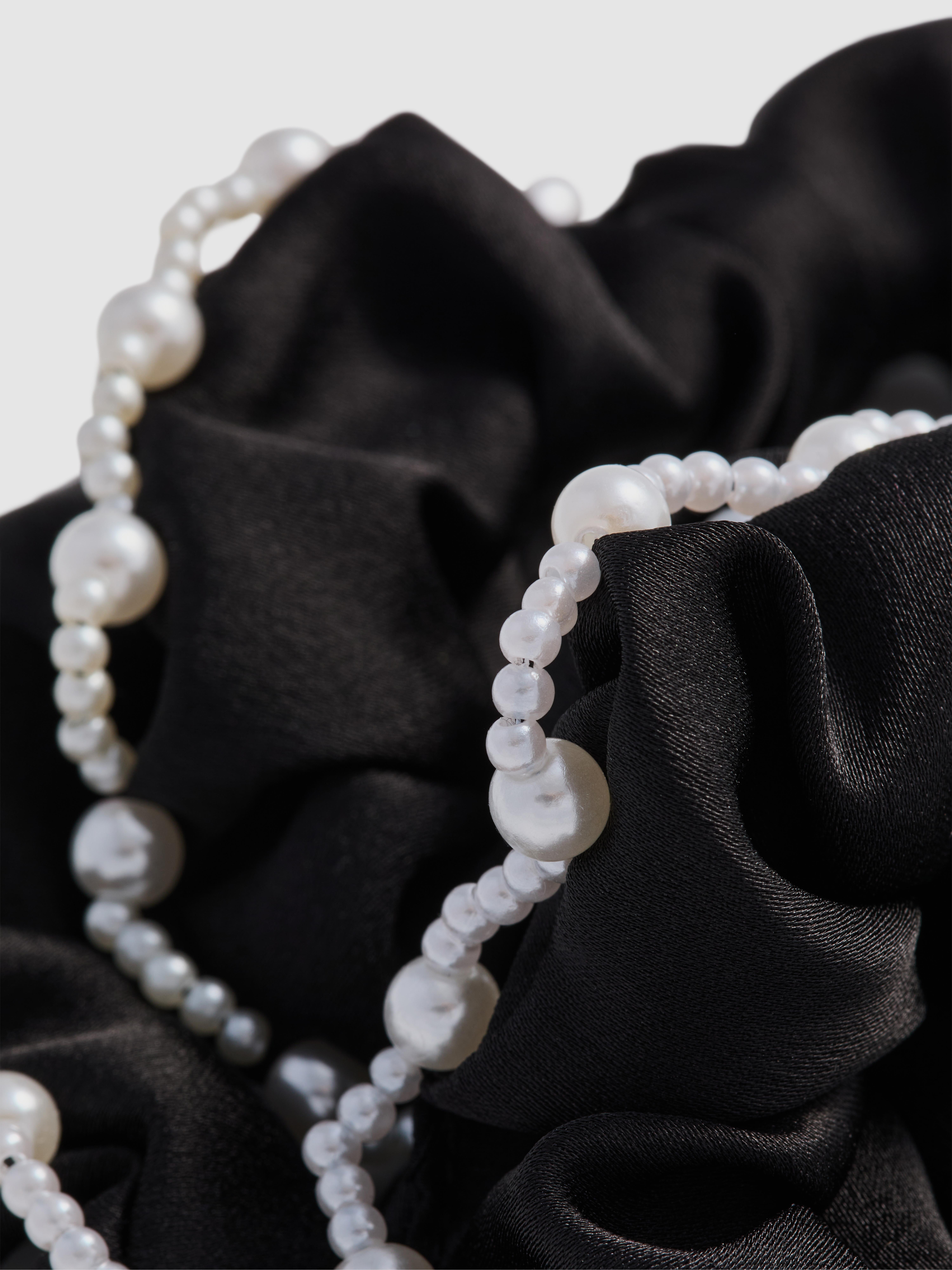 3pk Faux Pearl Trim Hair Scrunchies