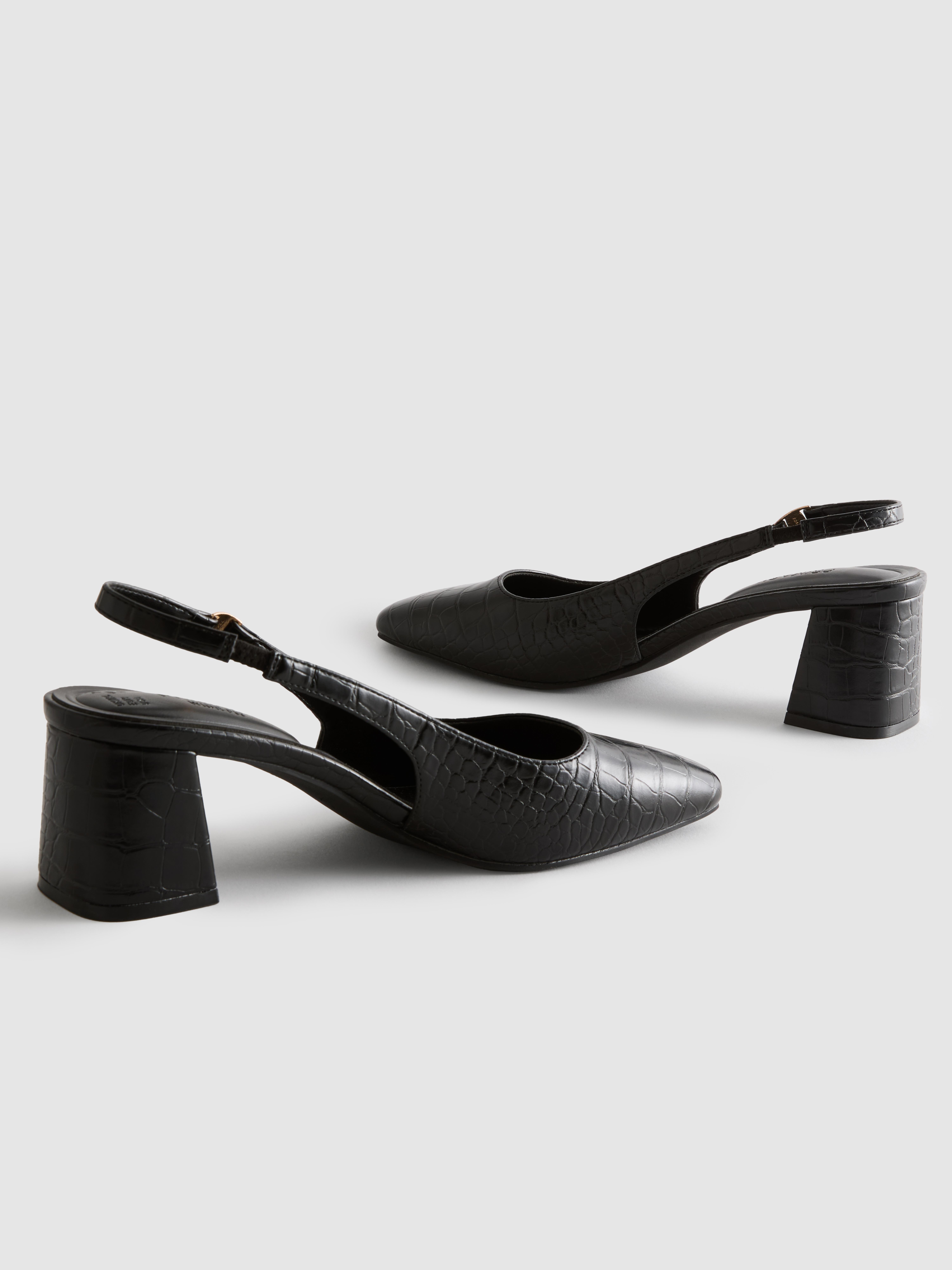 Wide Fit Faux Croc Sling Back Heels