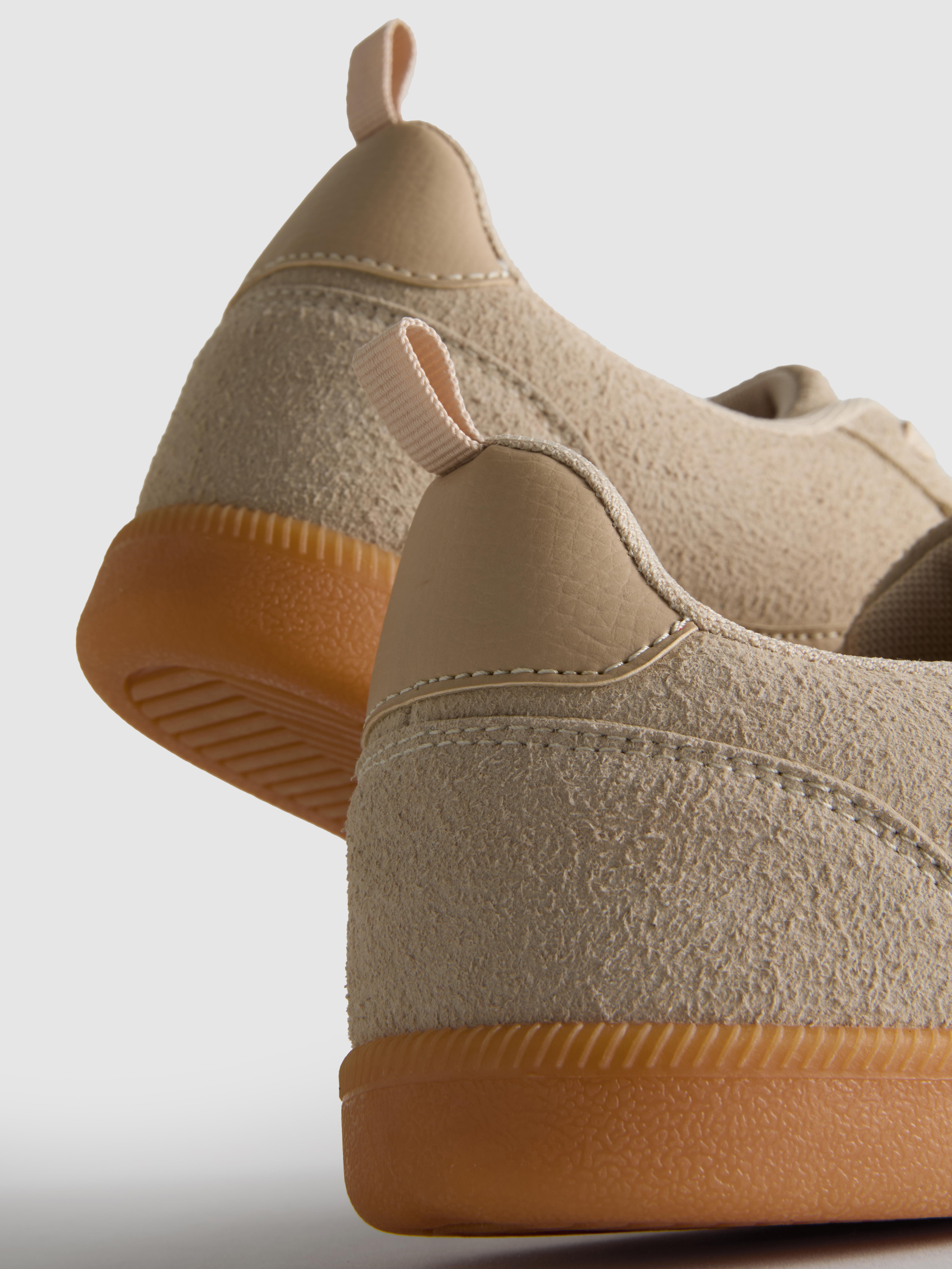 Faux Suede Gum Sole Low Top Sneakers