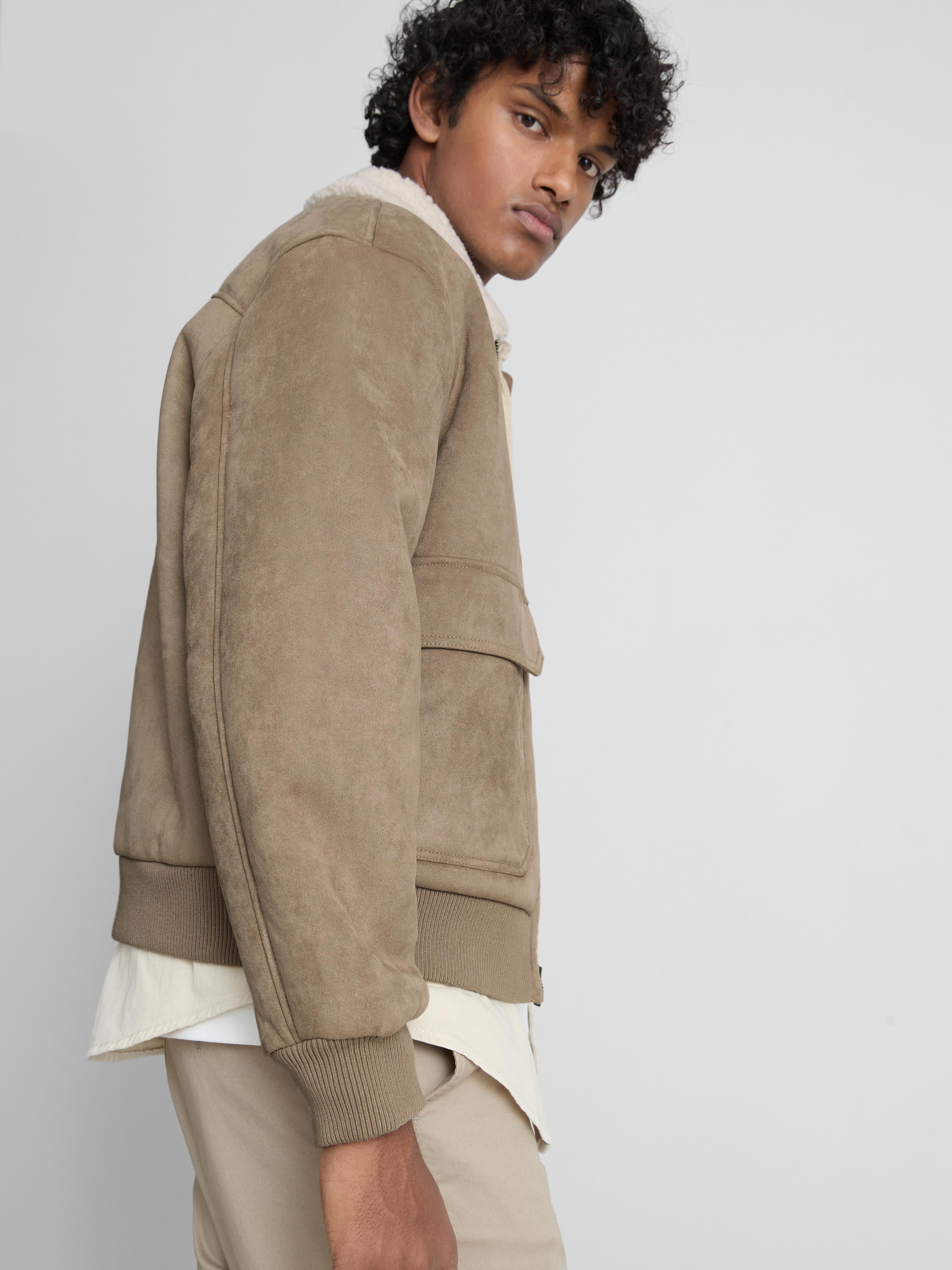 Faux Suede Zip-Up Jacket