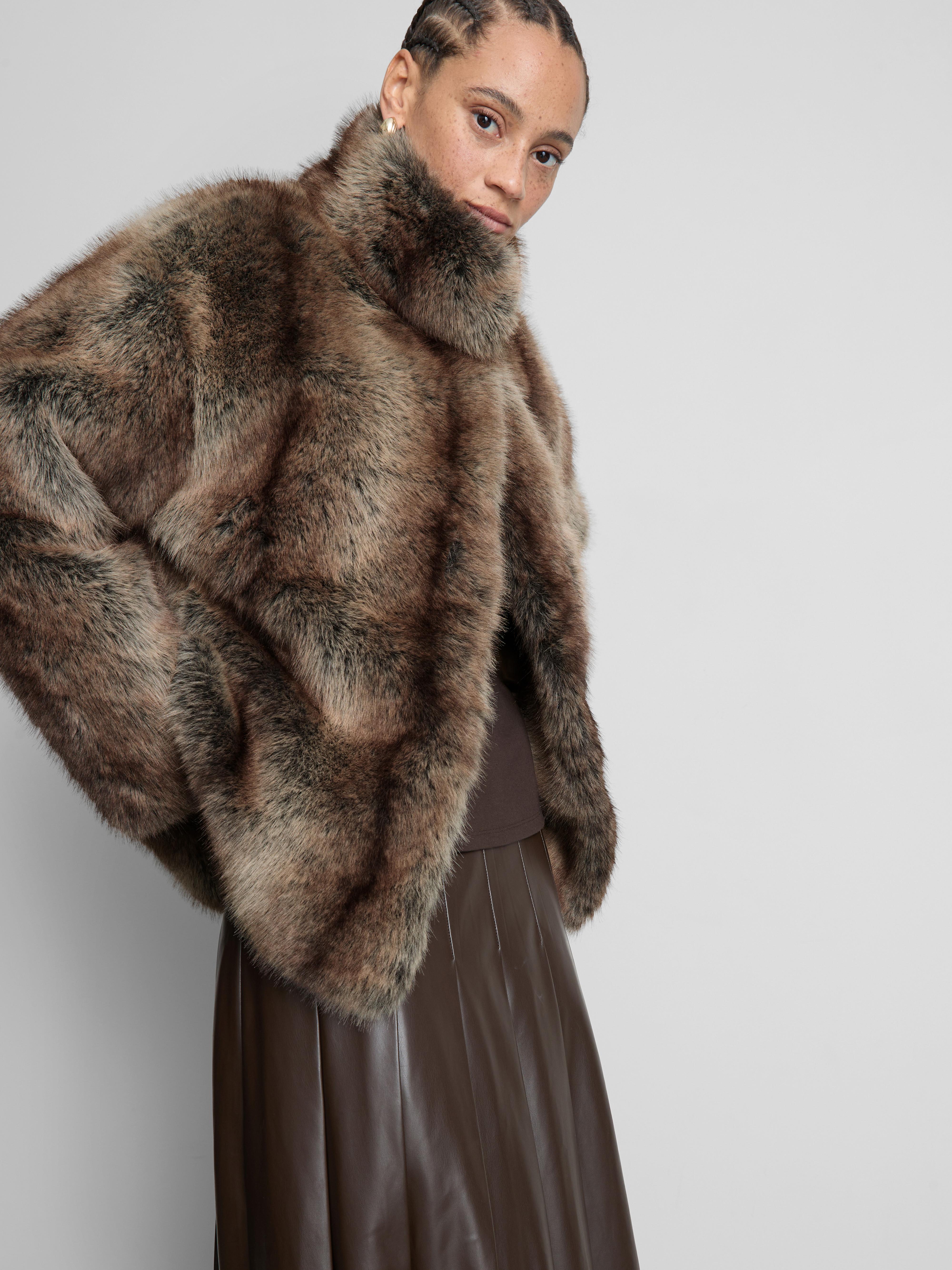 Paula Echevarría Faux Fur Funnel Jacket