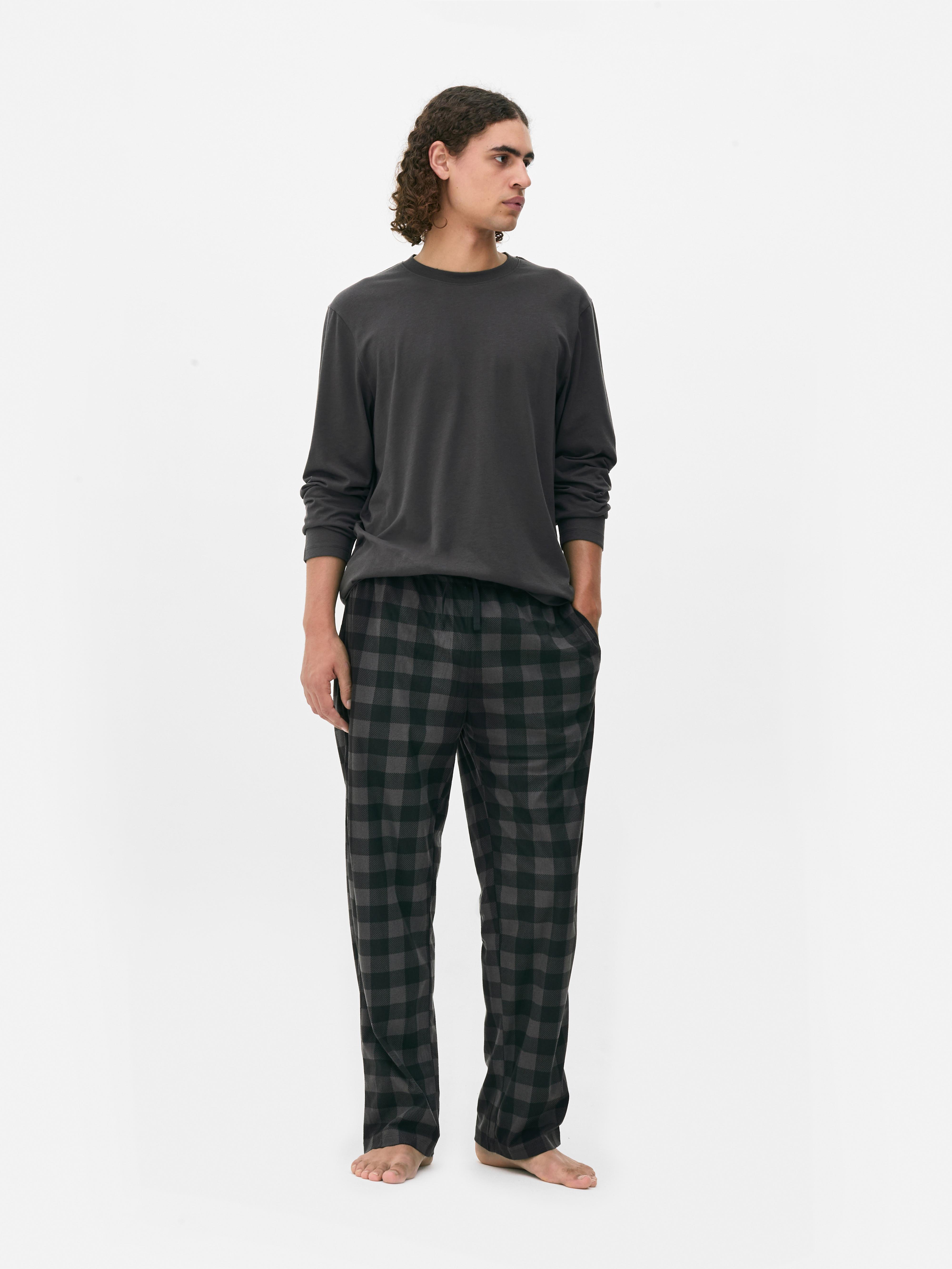 Checked Jersey Long Pajamas