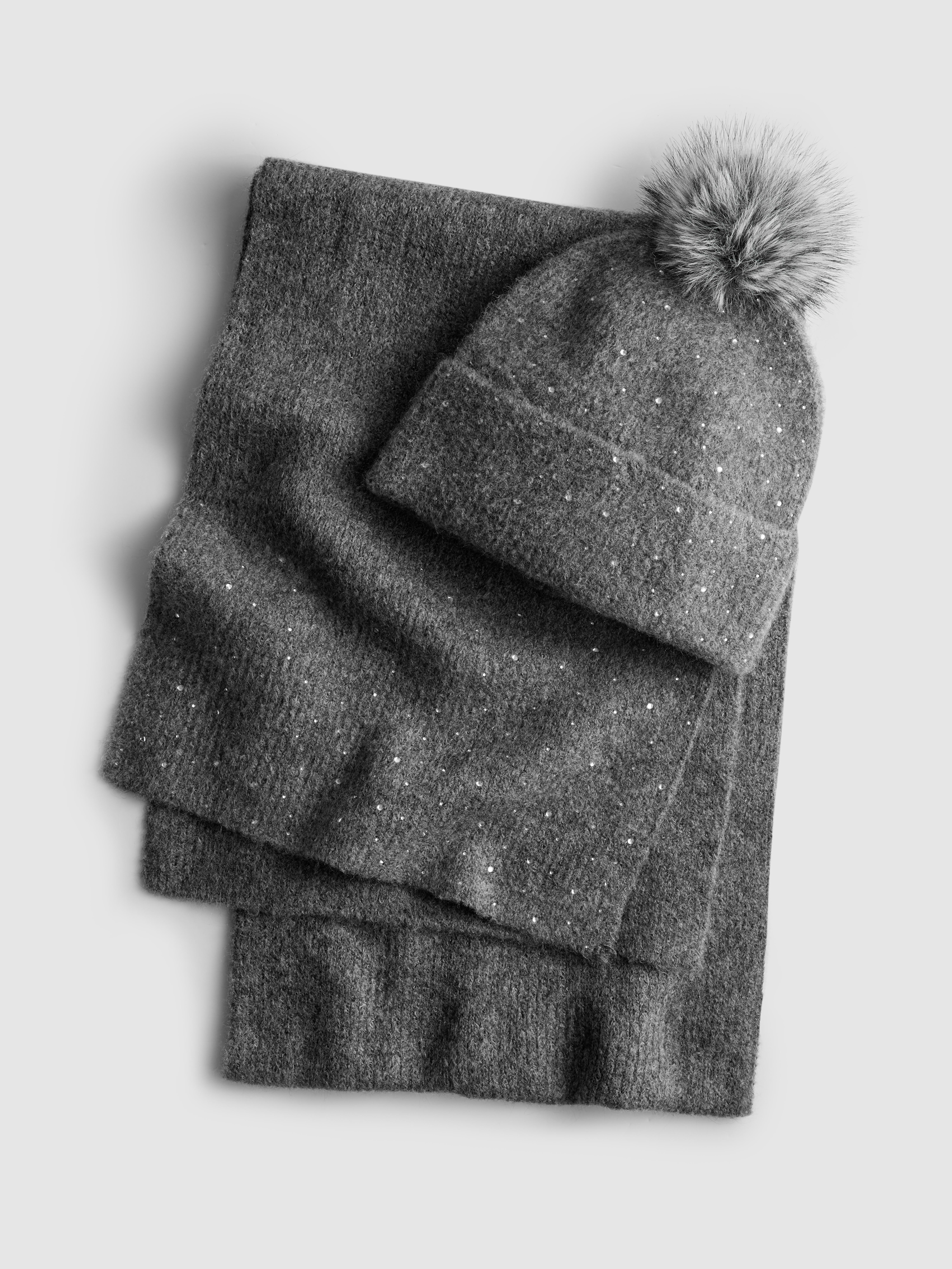 Rhinestone Hat and Scarf Set