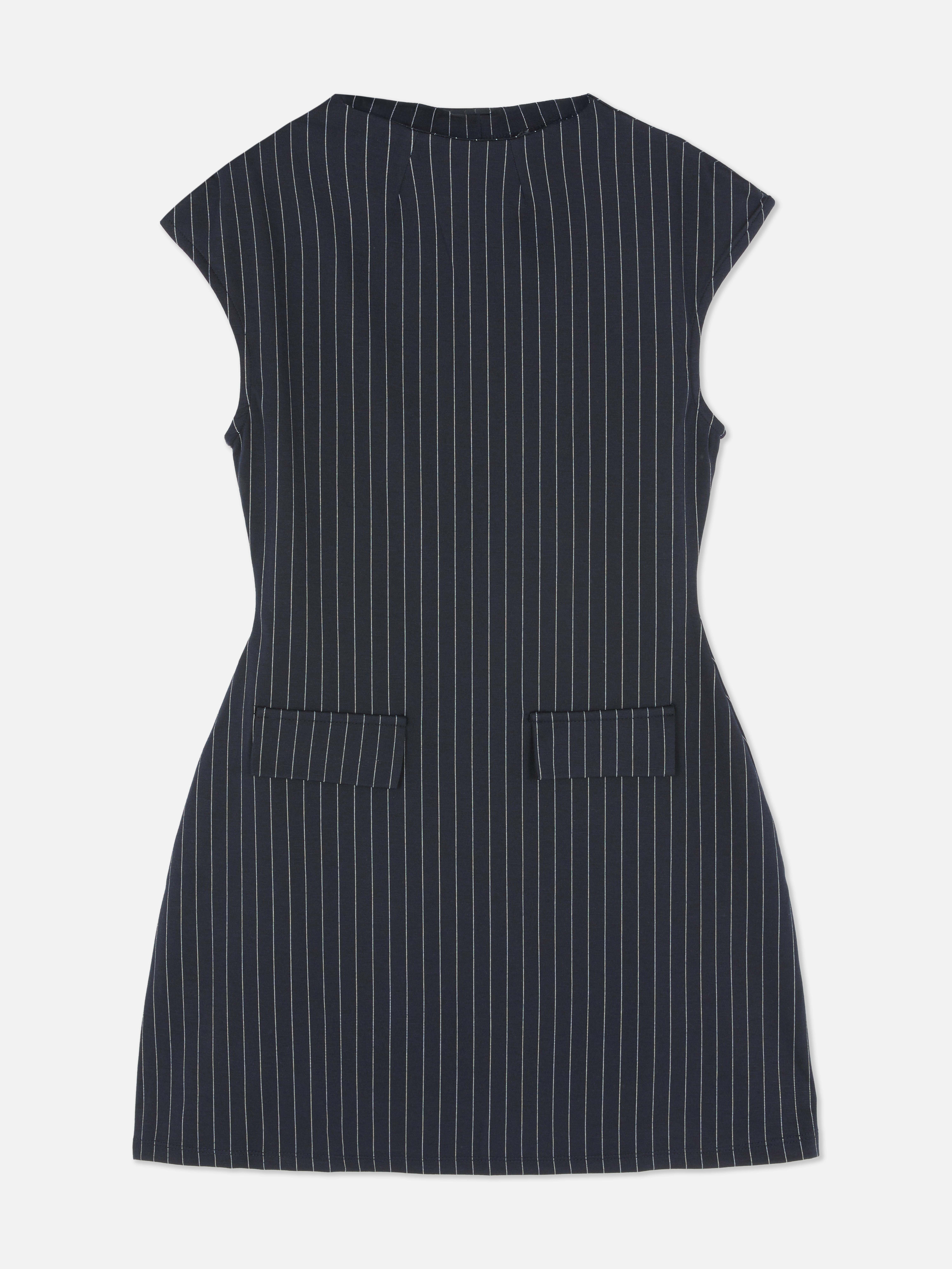 Round Neck Pinstripe Mini Dress
