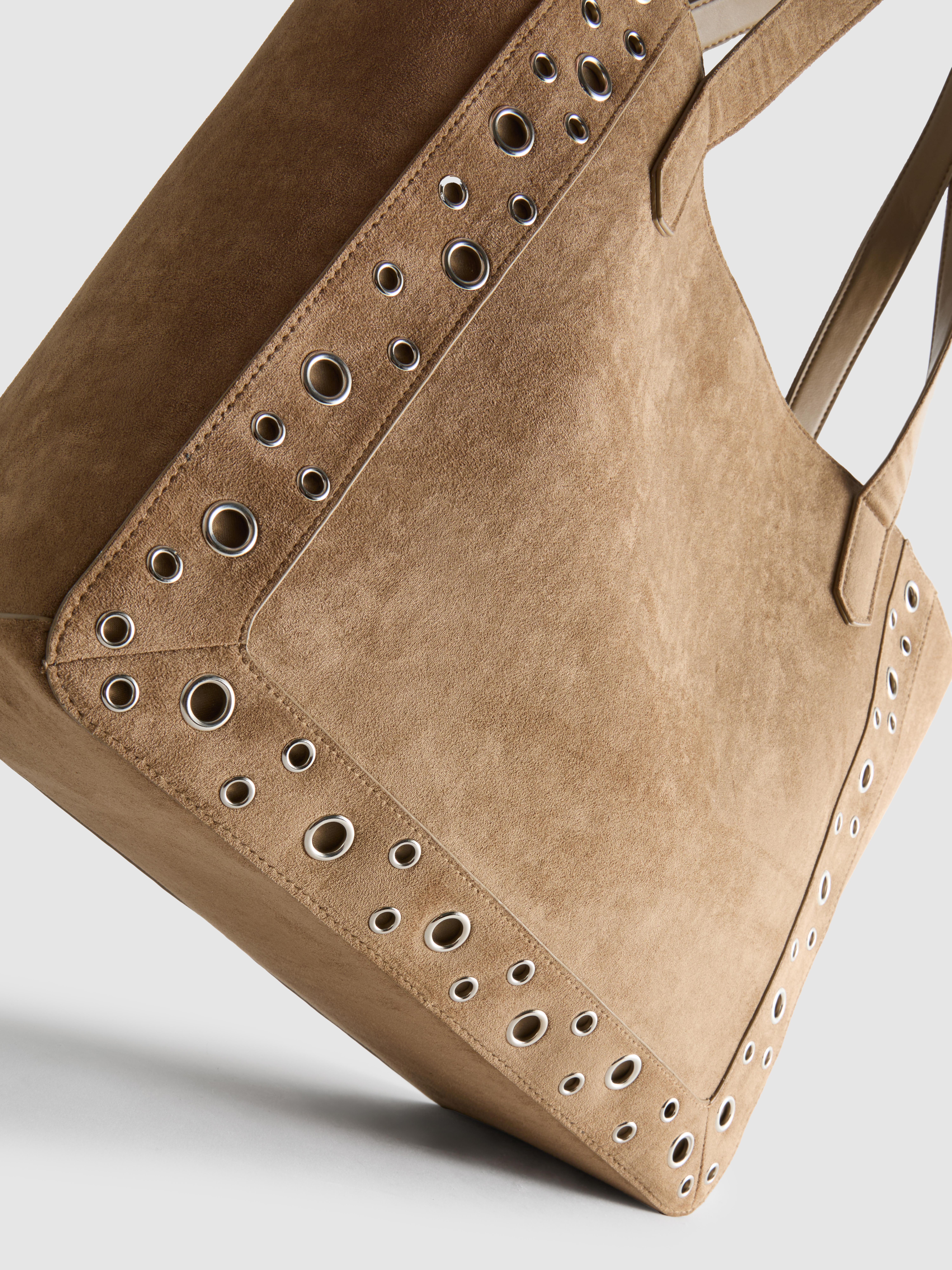 Faux Suede Eyelet Shopper Bag