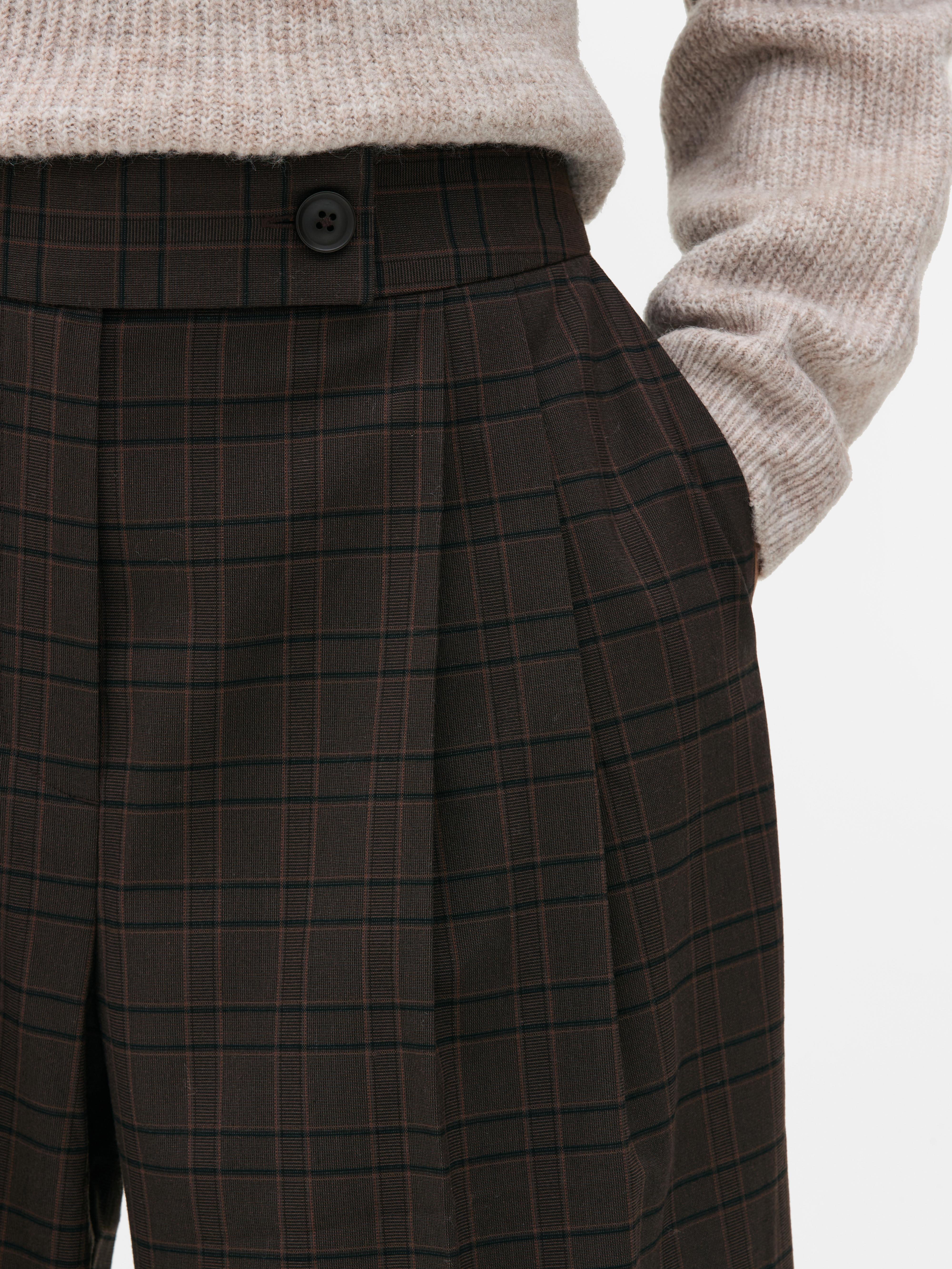 High-Waisted Check Pants