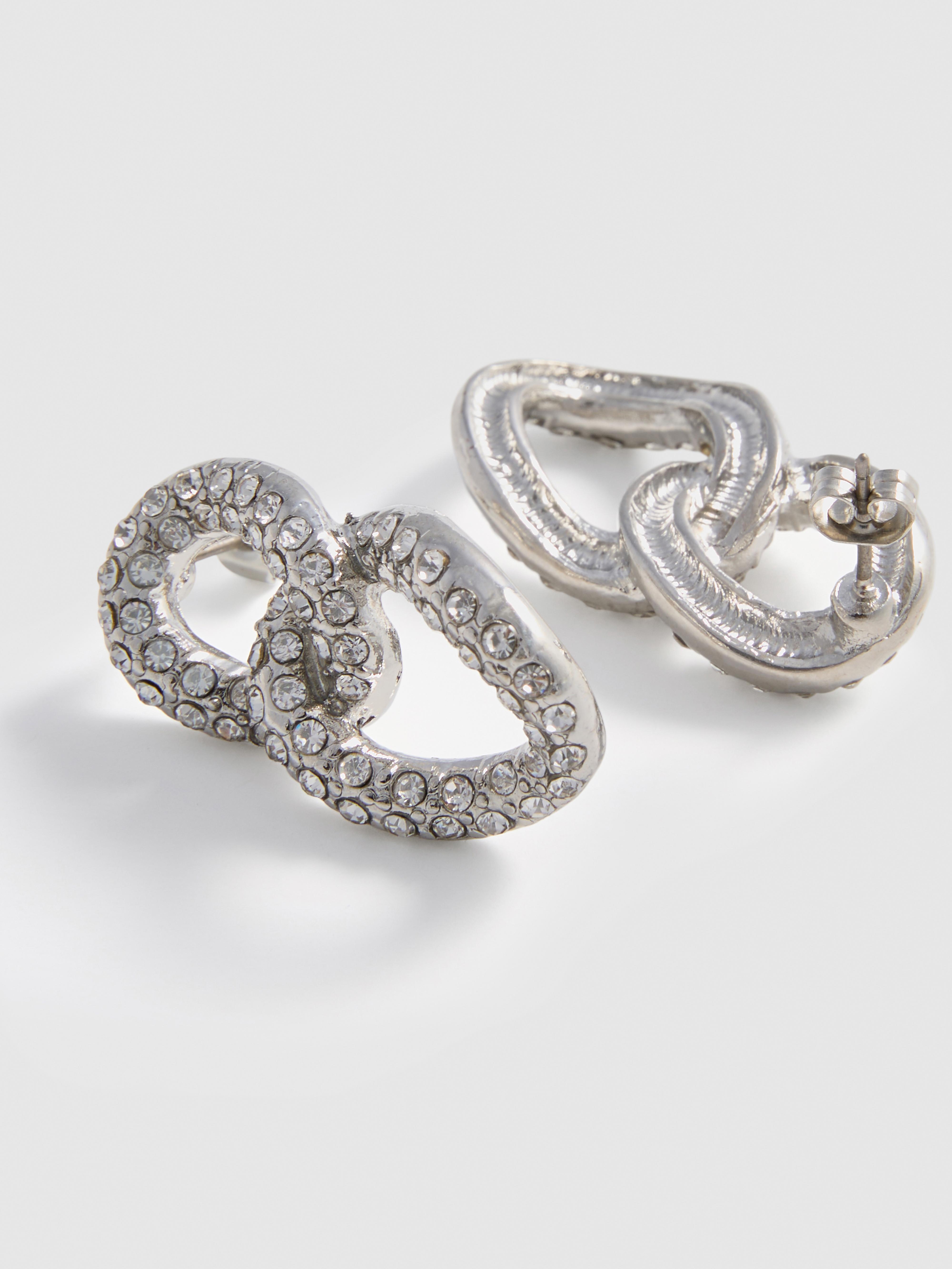 Rhinestone Drop Double Hoops