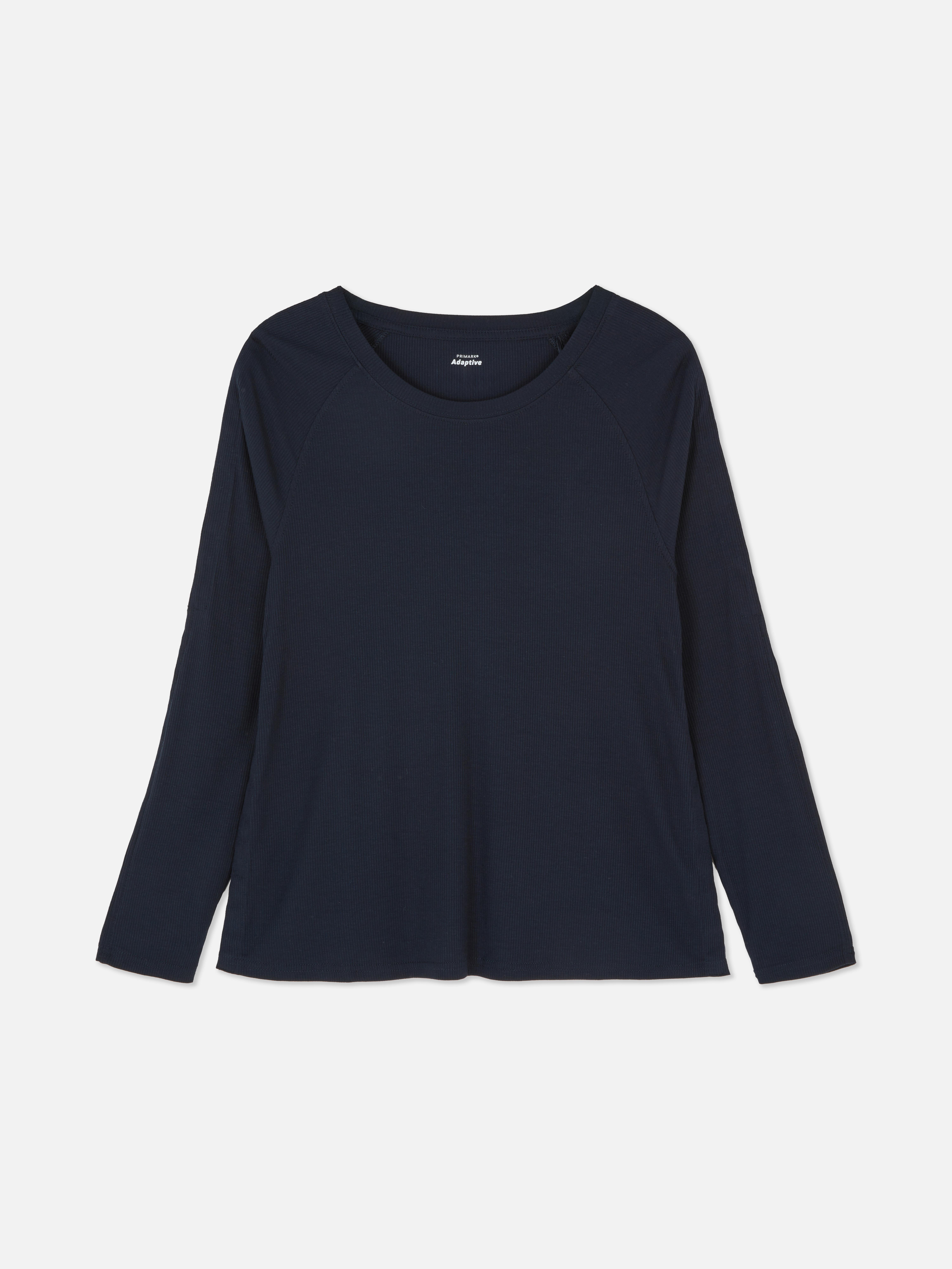 Adaptive Ribbed Long Sleeve Pajama Top