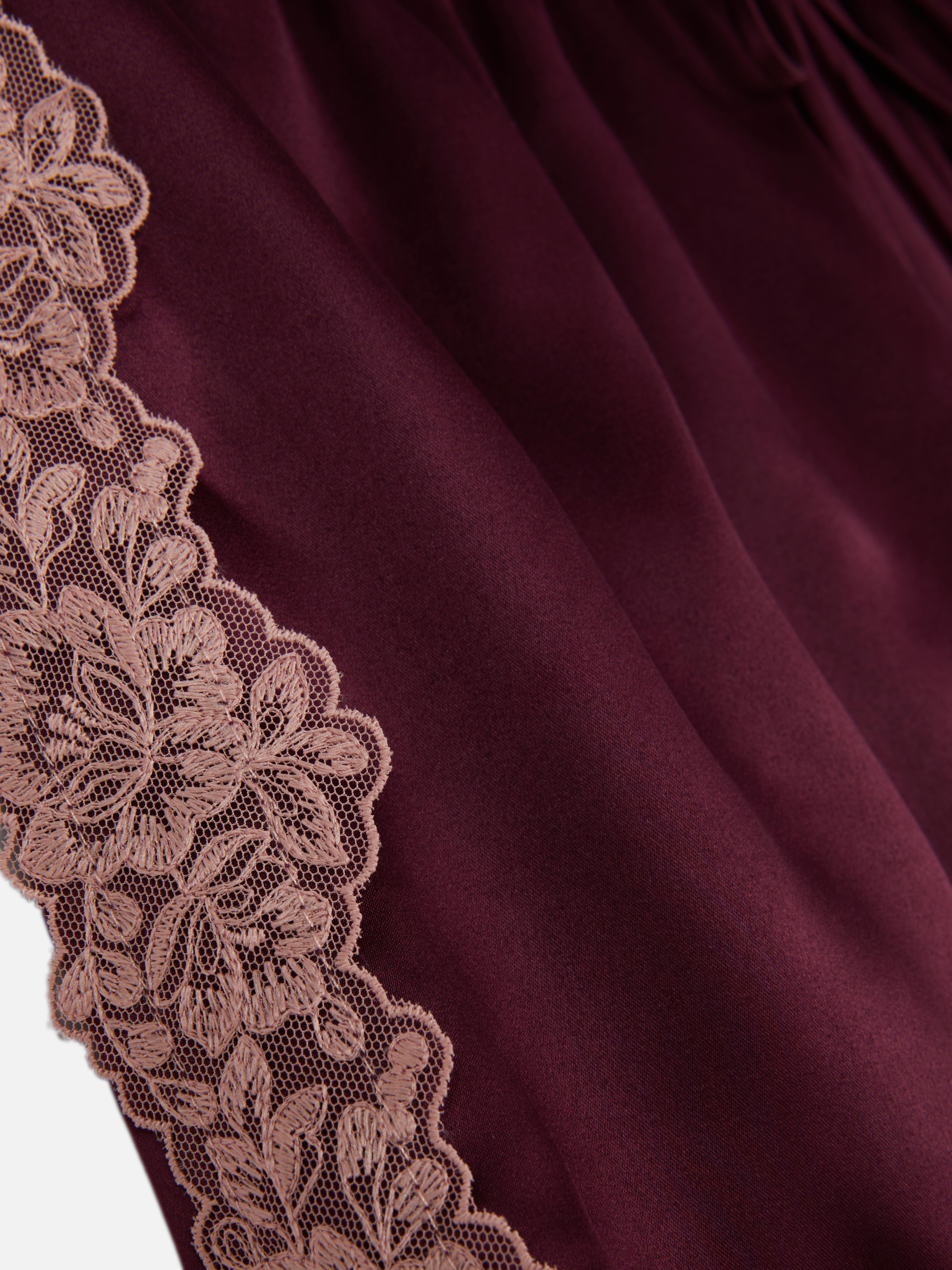 Satin Contrast Lace Shorts