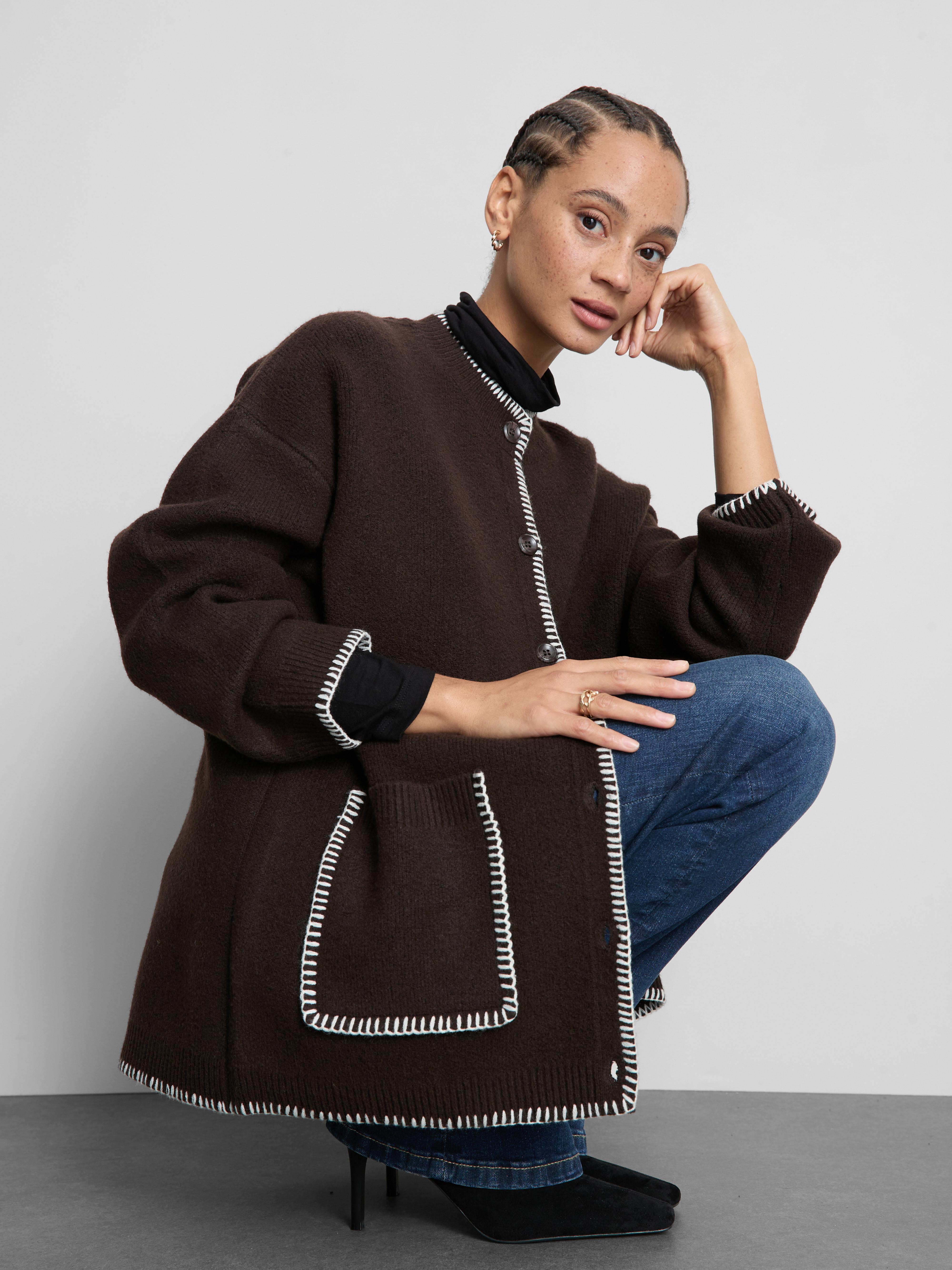 MAJOR FIND | Paula Echevarría Contrast Stitch Cardigan