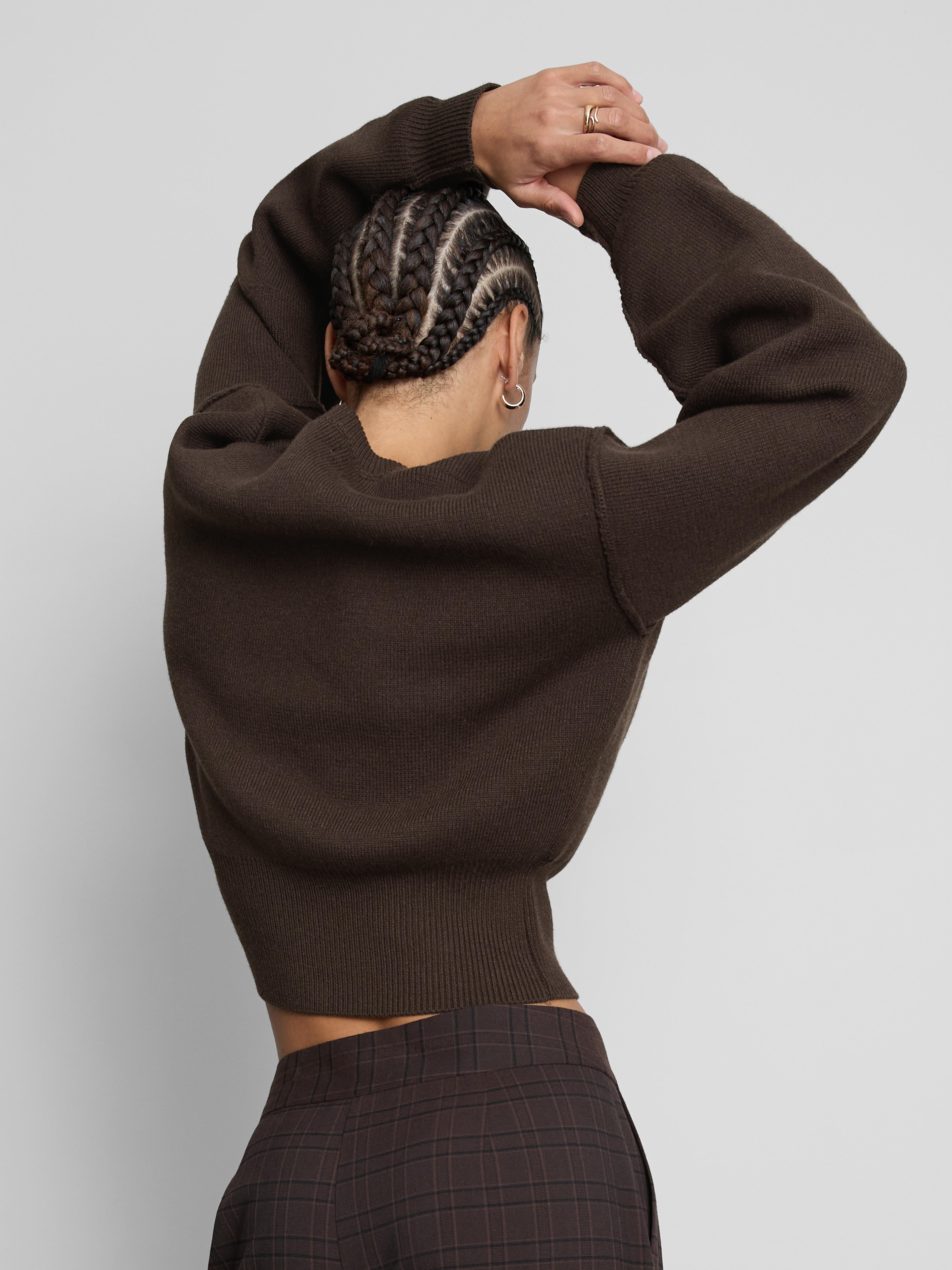 Cropped Stitch Detail Sweater
