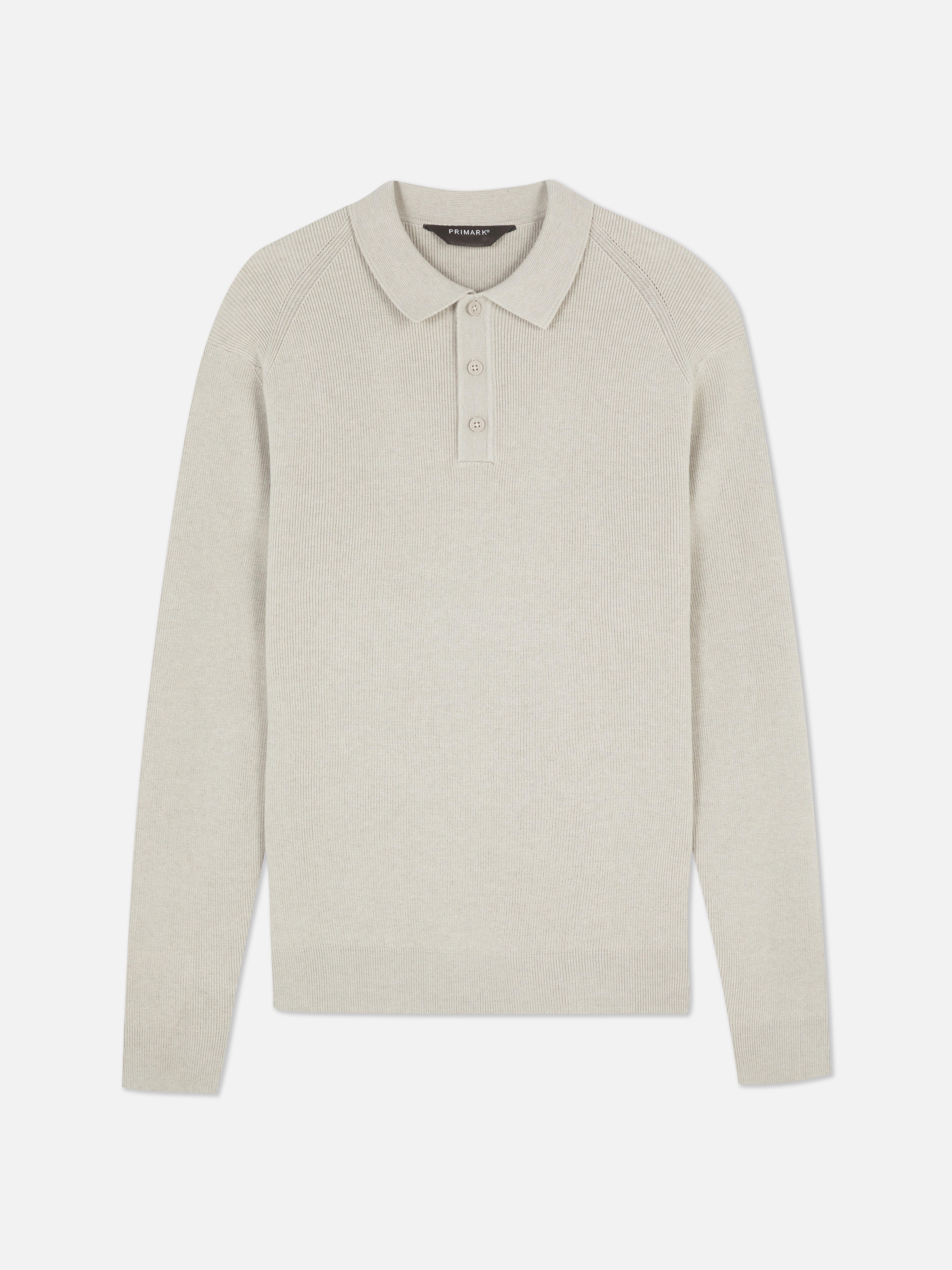 Ribbed Polo Sweater