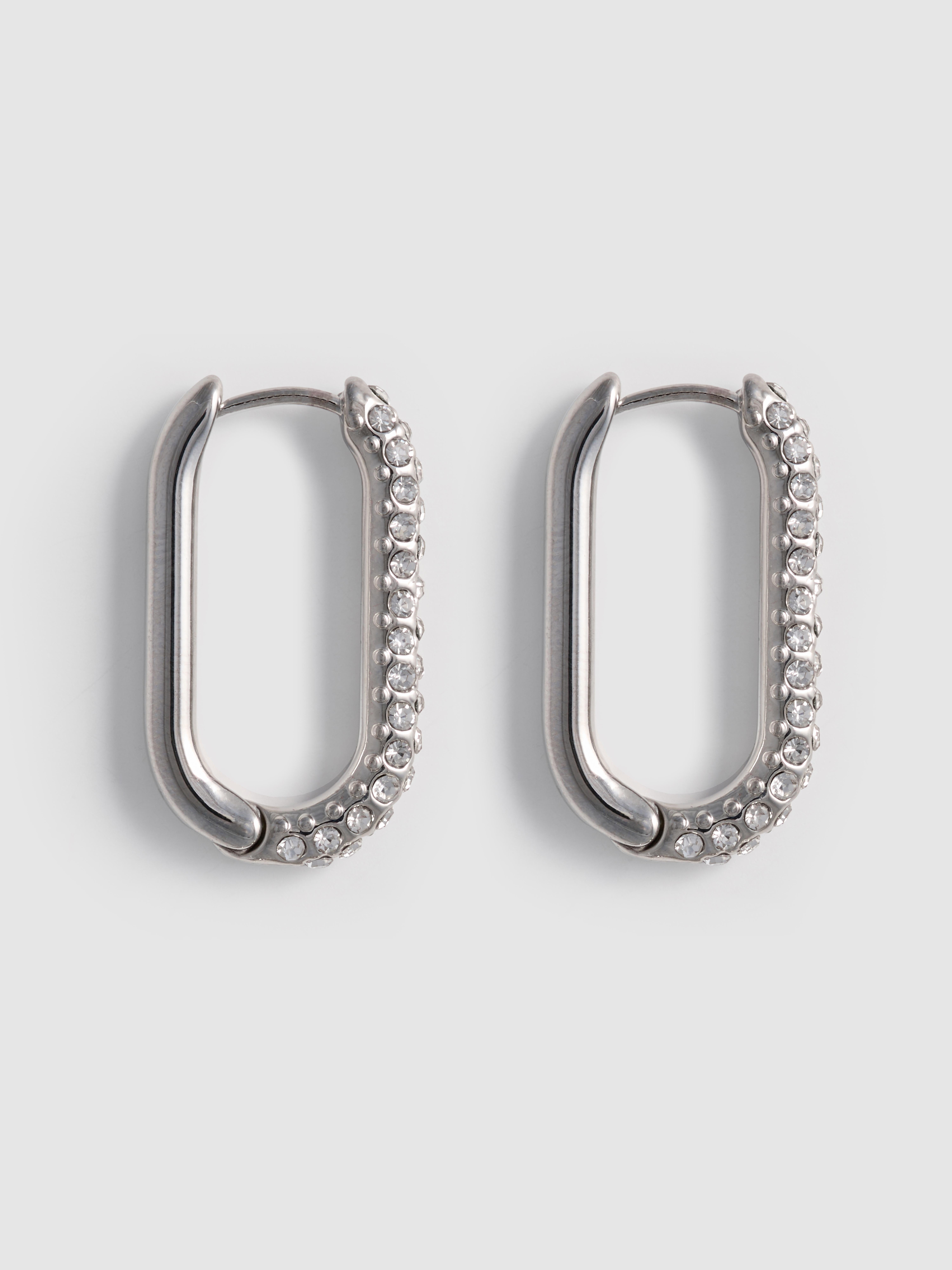 Rhinestone Oblong Earrings