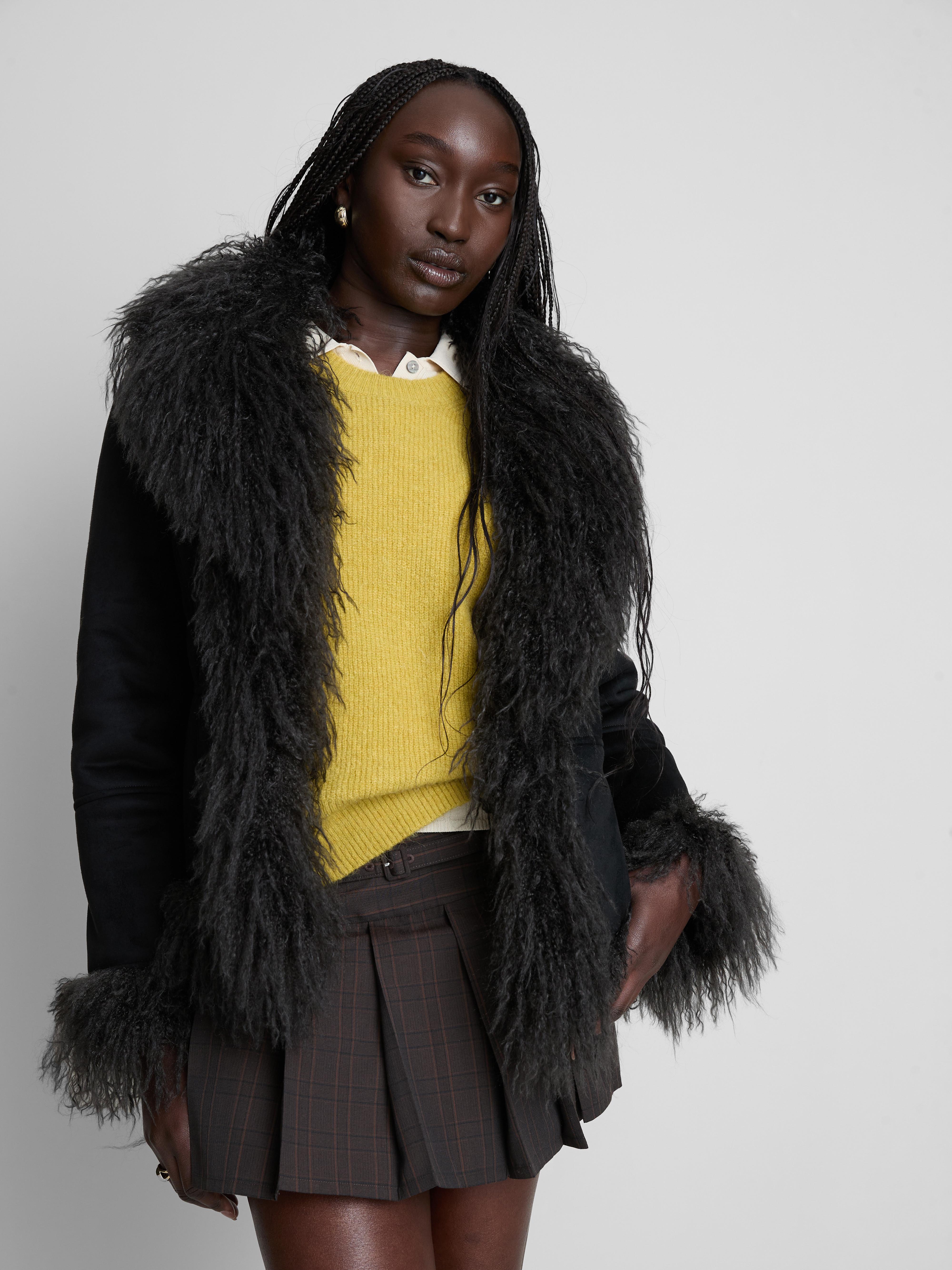 Shaggy Faux Fur Trim Jacket