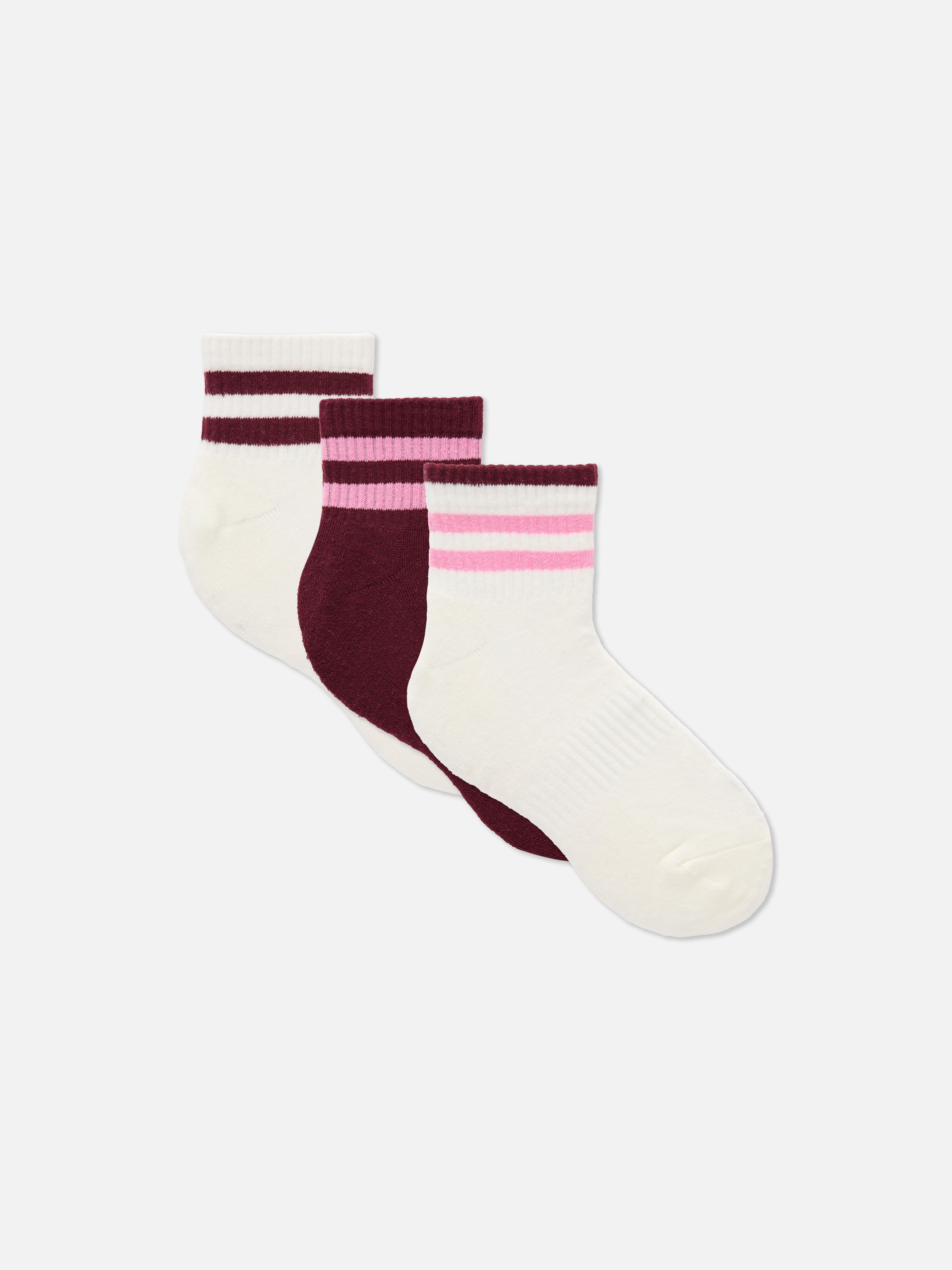 3pk Colorblock Quarter Socks