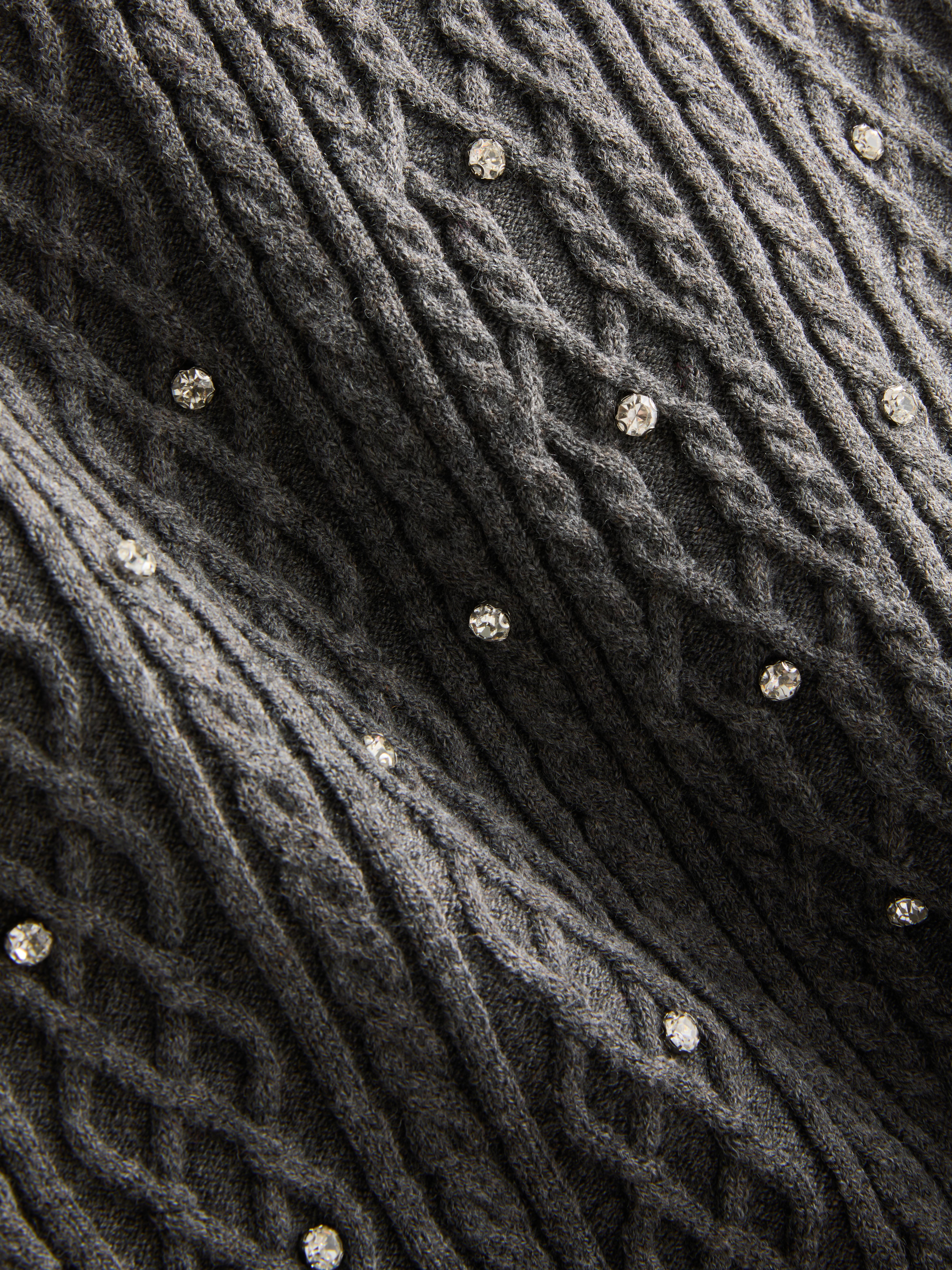 Rhinestone Embellished Cable Knit Vest