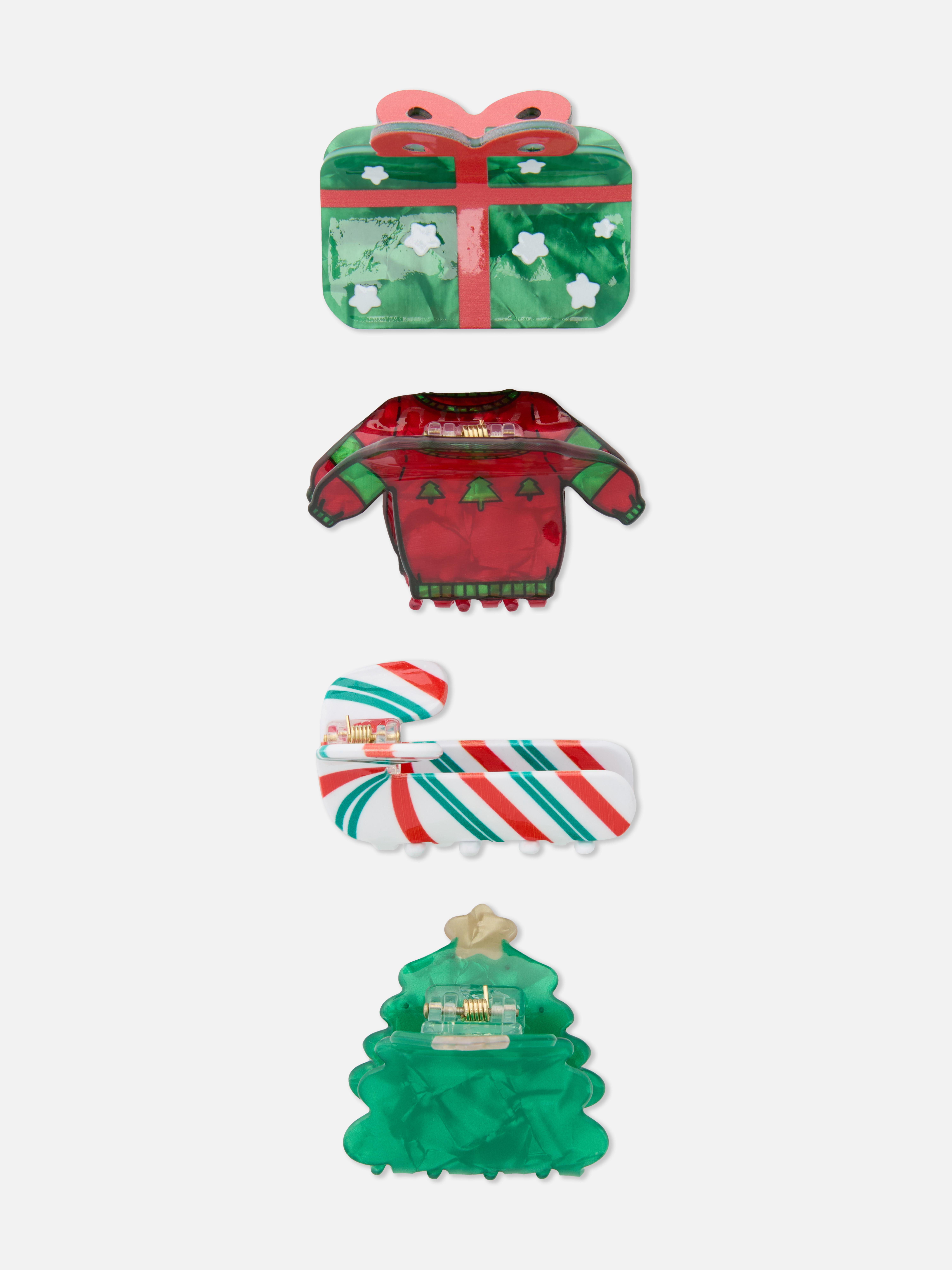 4-Pack Christmas Hair Clips